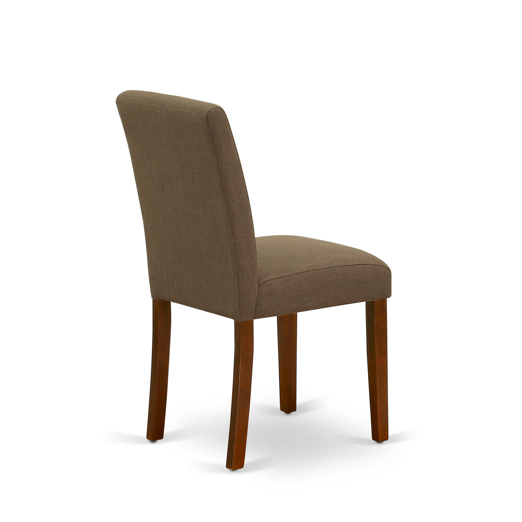 East West Furniture CAAB7-MAH-18 7 Piece Modern Dining Table Set Consist of a Rectangle Wooden Table and 6 Coffee Linen Fabric Upholstered Chairs
