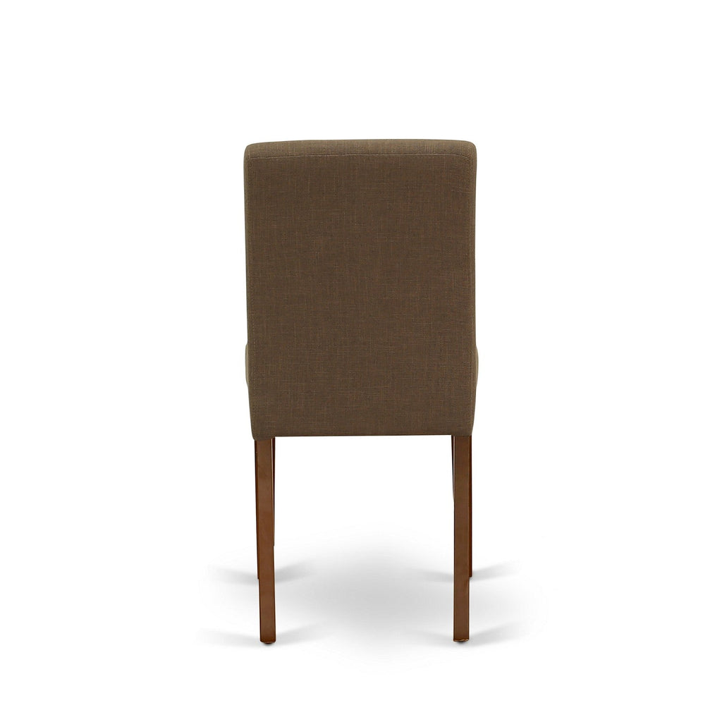 East West Furniture DOAB7-MAH-18 7 Piece Dining Set Consist of a Rectangle Dining Room Table with Butterfly Leaf and 6 Coffee Linen Fabric Upholstered Chairs
