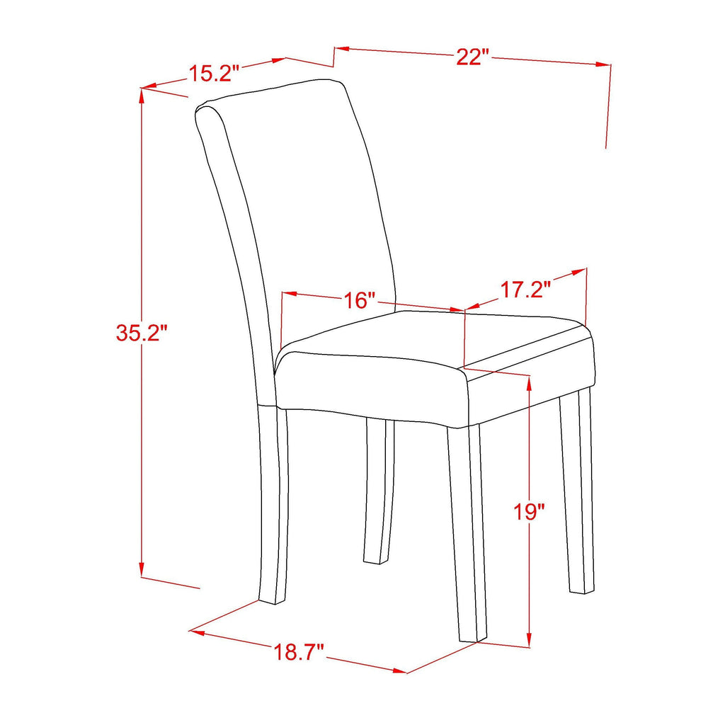 East West Furniture DUAB5-MAH-18 5 Piece Dining Set Includes a Rectangle Dining Room Table and 4 Coffee Linen Fabric Upholstered Chairs, 36x60 Inch, Mahogany