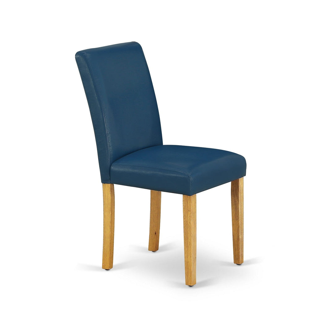 East West Furniture AVAB7-OAK-55 7 Piece Dining Table Set Consist of an Oval Dining Room Table with Butterfly Leaf and 6 Oasis Blue Faux Leather Upholstered Chairs