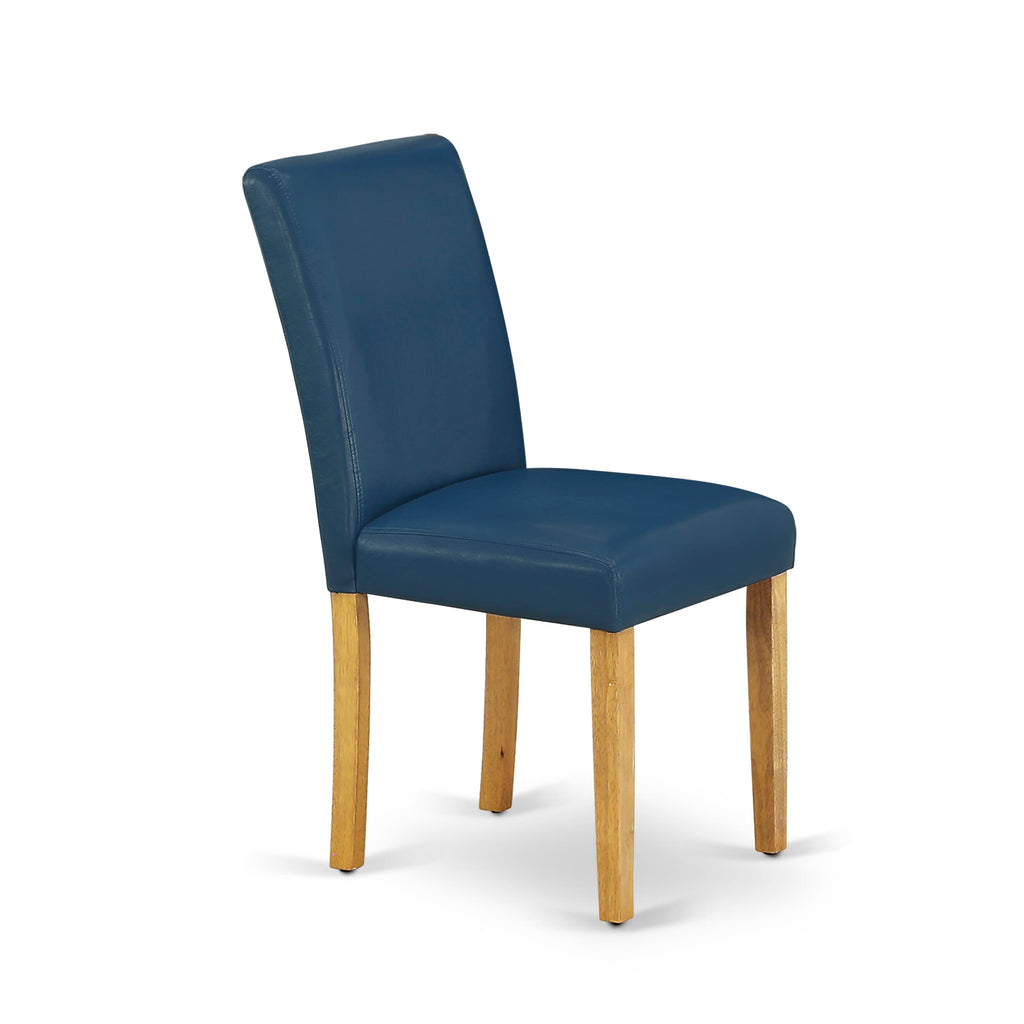 East West Furniture CAAB5-OAK-55 5 Piece Dining Set Includes a Rectangle Dining Room Table and 4 Oasis Blue Faux Leather Upholstered Parson Chairs