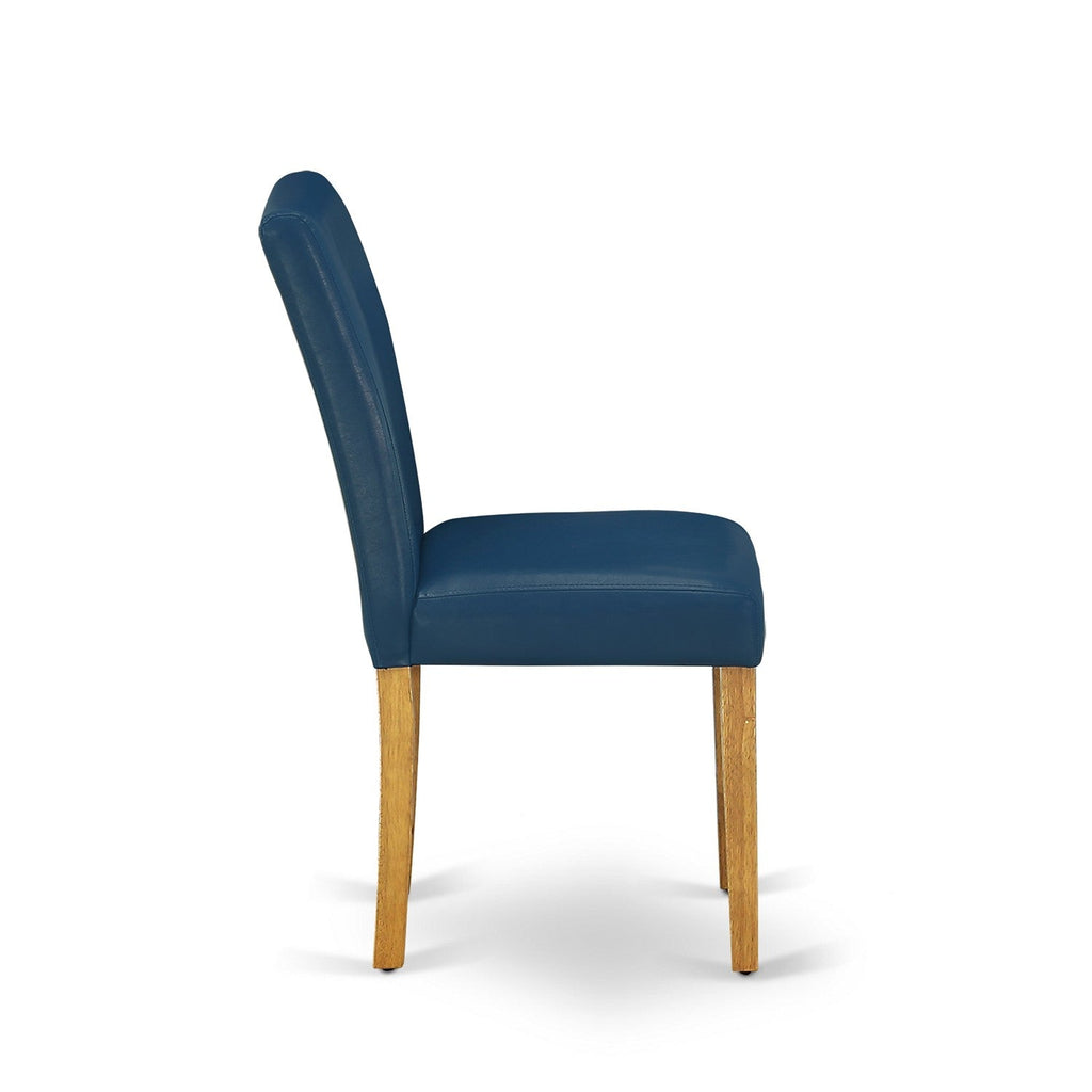 East West Furniture AVAB7-OAK-55 7 Piece Dining Table Set Consist of an Oval Dining Room Table with Butterfly Leaf and 6 Oasis Blue Faux Leather Upholstered Chairs