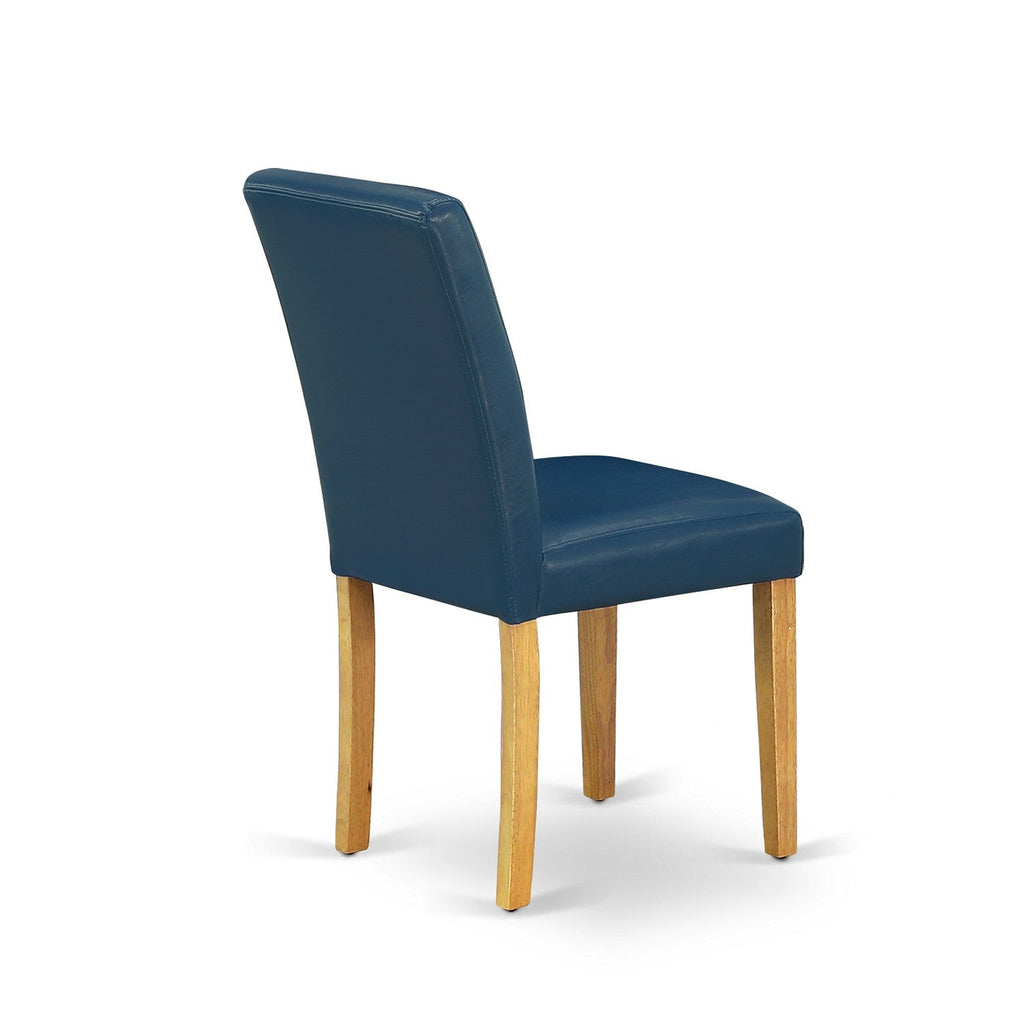 East West Furniture VAAB5-OAK-55 5 Piece Dining Table Set Includes an Oval Dining Room Table with Butterfly Leaf and 4 Oasis Blue Faux Leather Parsons Chairs