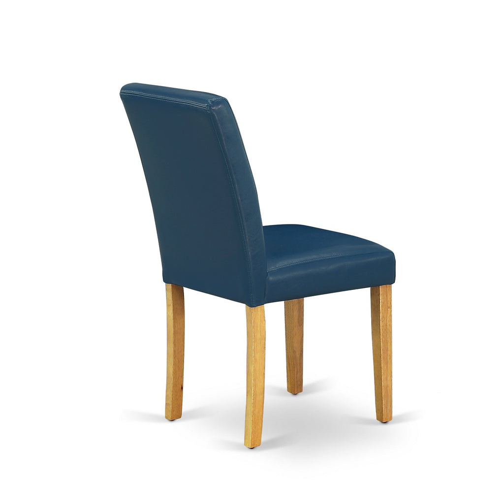 East West Furniture ABP4T55 Abbott Parson Kitchen Chairs - Oasis Blue Faux Leather Padded Dining Chairs