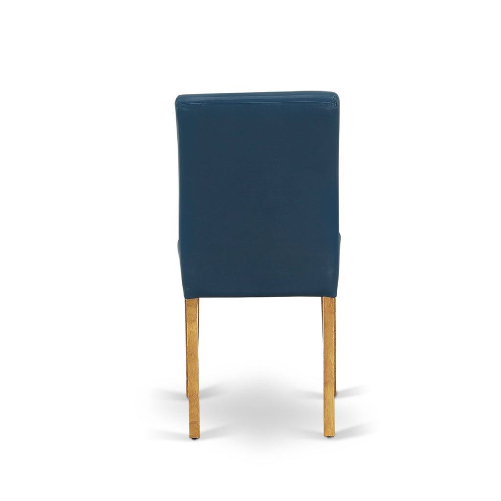 East West Furniture CAAB5-OAK-55 5 Piece Dining Set Includes a Rectangle Dining Room Table and 4 Oasis Blue Faux Leather Upholstered Parson Chairs