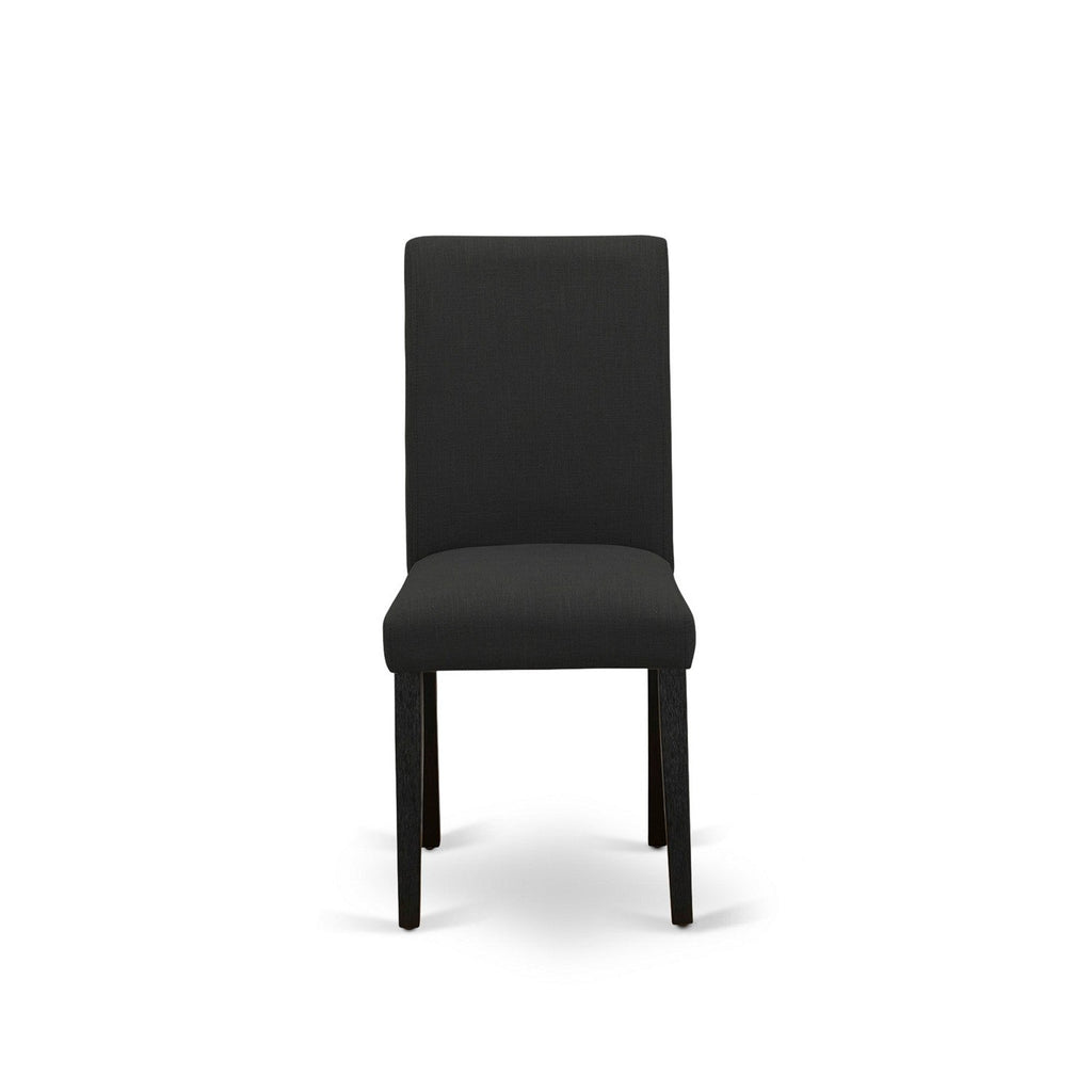 East West Furniture X696AB624-5 5 Piece Dining Set Includes a Rectangle Dining Room Table with X-Legs and 4 Black Color Linen Fabric Upholstered Parson Chairs
