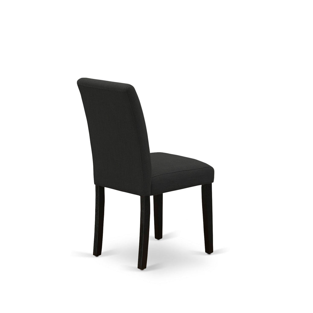 East West Furniture X696AB624-5 5 Piece Dining Set Includes a Rectangle Dining Room Table with X-Legs and 4 Black Color Linen Fabric Upholstered Parson Chairs