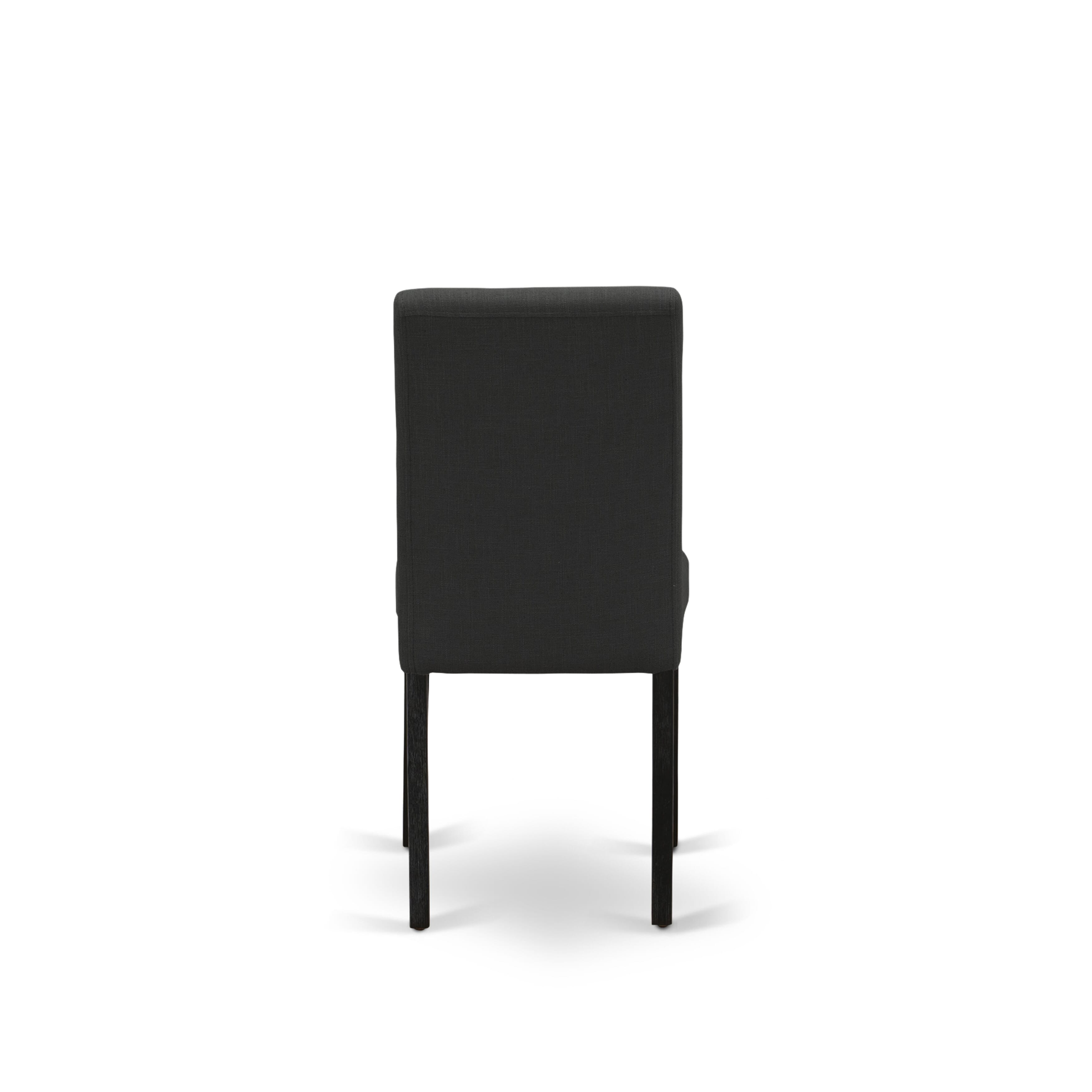 East West Furniture AMAB3-ABK-24 3 Piece DINETTE SET Contains 1 Wooden Dining Table and 2 Black Linen Fabric Dinning Chairs with High Back � Wire Brushed Black Finish