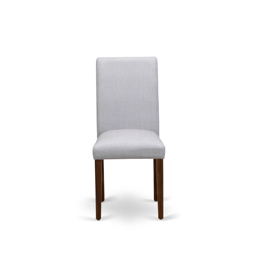 East West Furniture AMAB3-AWA-05 3 Piece Kitchen Table Set for Small Spaces Contains a Round Dining Room Table with Pedestal and 2 Grey Linen Fabric Parsons Chairs