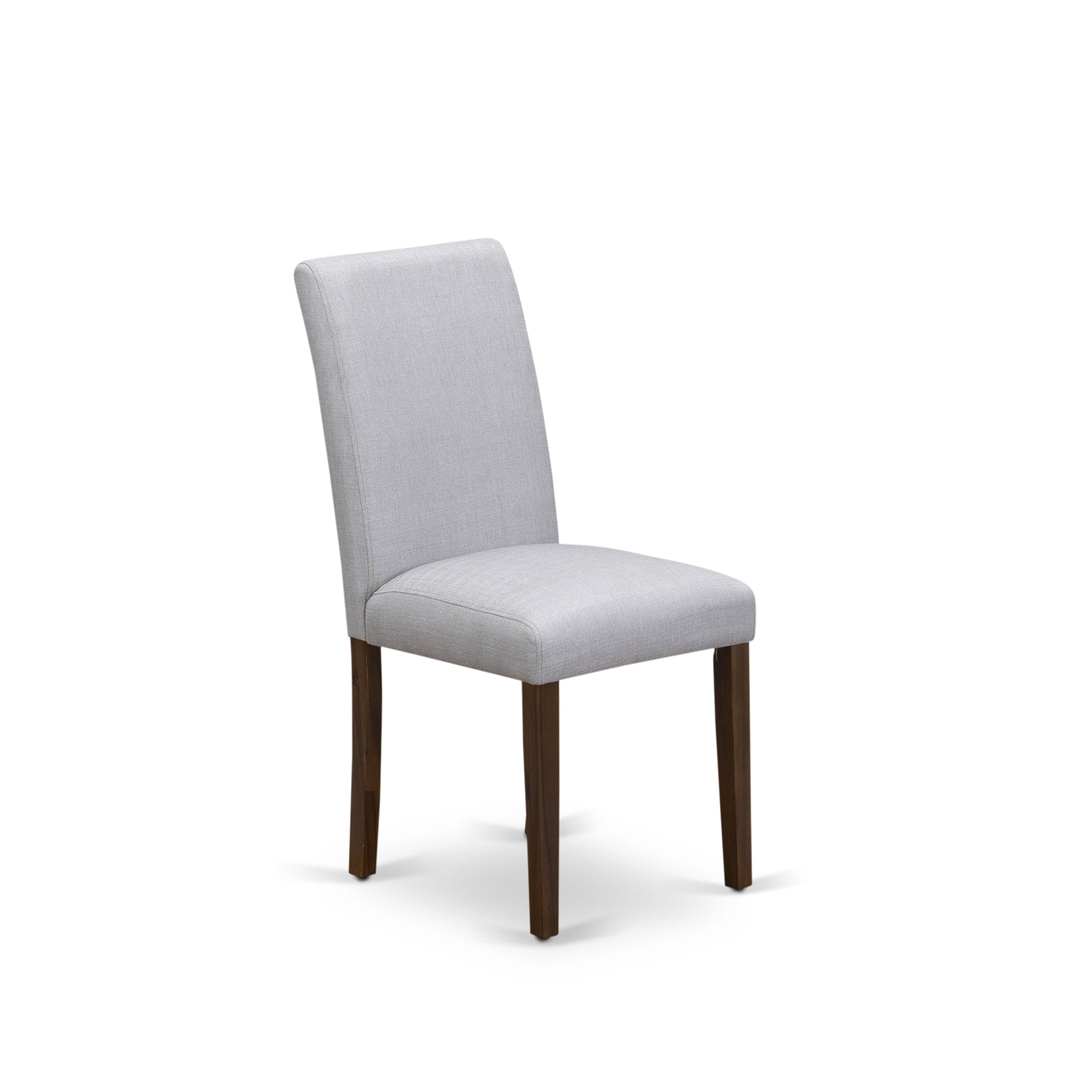 EAST WEST FURNITURE - CNAB5-N8-05 - 5-Pc Modern Dining Table Set- 4 Dining Chairs and Wood Dining Table - Grey Linen Fabric Seat and High Chair Back (Antique Walnut Finish)