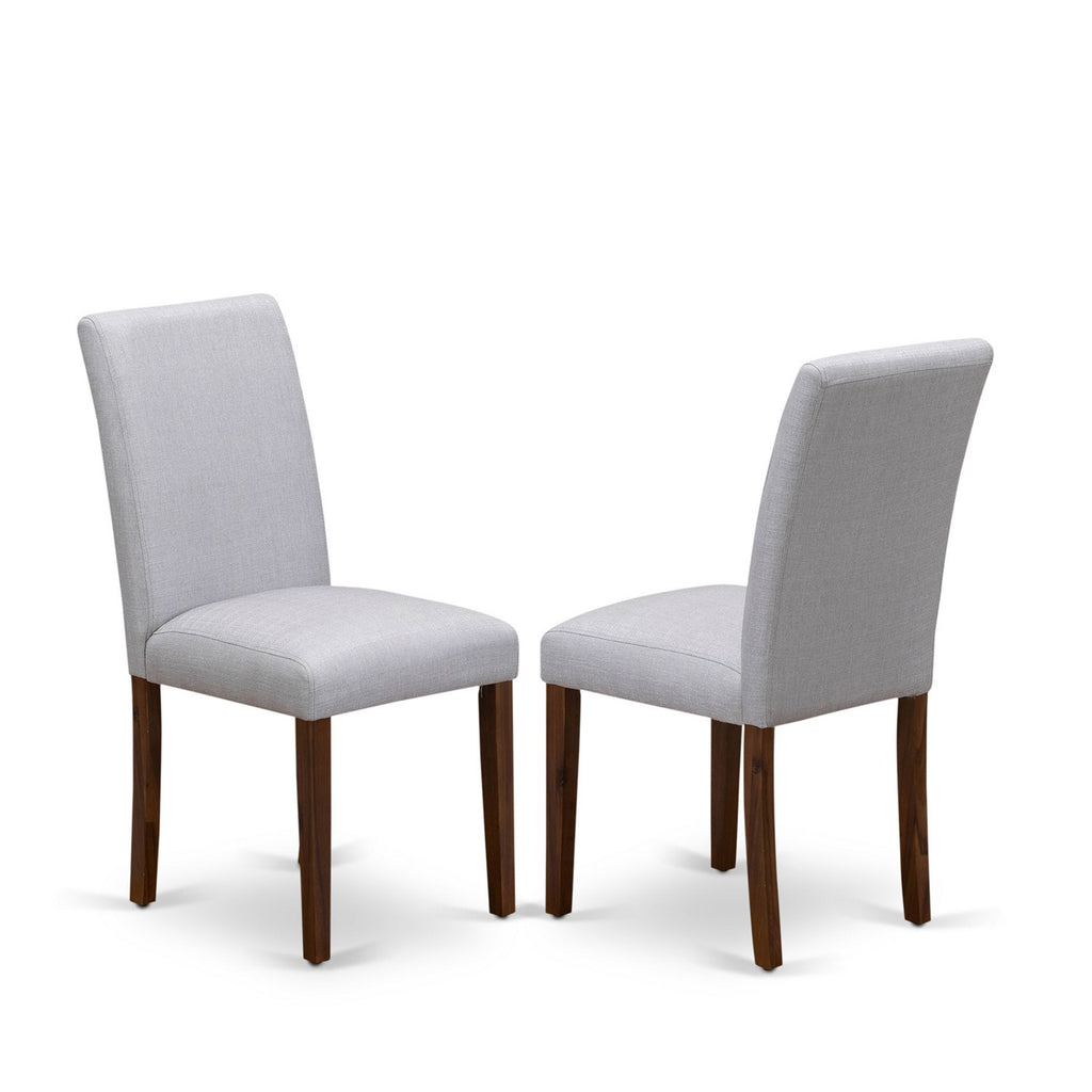 East West Furniture ABP8T05 Abbott Parson Chairs - Grey Linen Fabric Padded Dining Chairs, Set of 2, Walnut