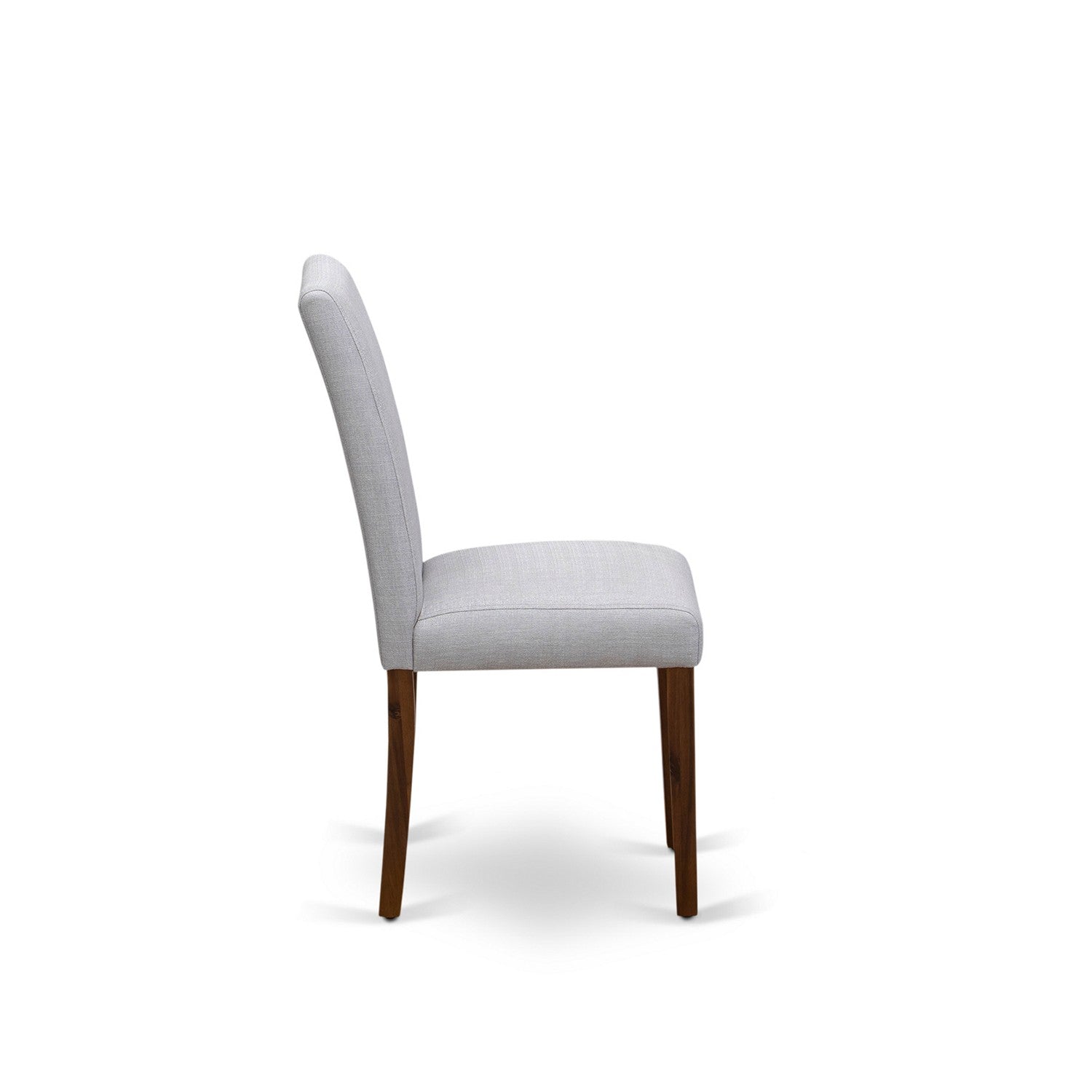 East West Furniture HBAB3-AWA-05 3 Piece Dining Room Table Set - Acacia Walnut Round Dining Table and 2 Grey Linen Fabric Upholstered Dining Chairs with Slatted Back - Acacia Walnut Finish