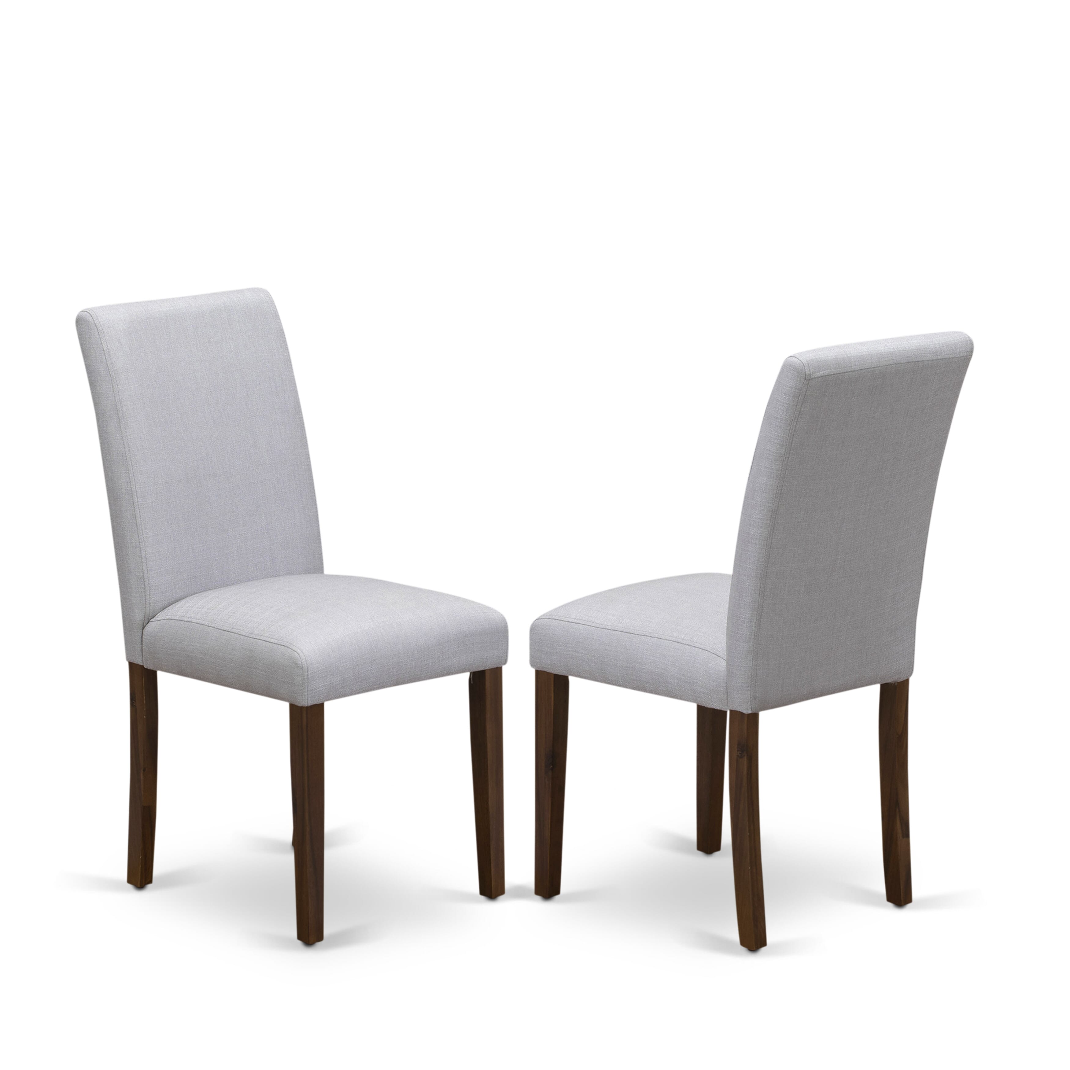 East West Furniture ANAB3-AWA-05 3 Piece Modern Dining Table Set Includes a Round Kitchen Table with Pedestal and 2 Parson Dining Chairs, 36x36 Inch, Antique Walnut