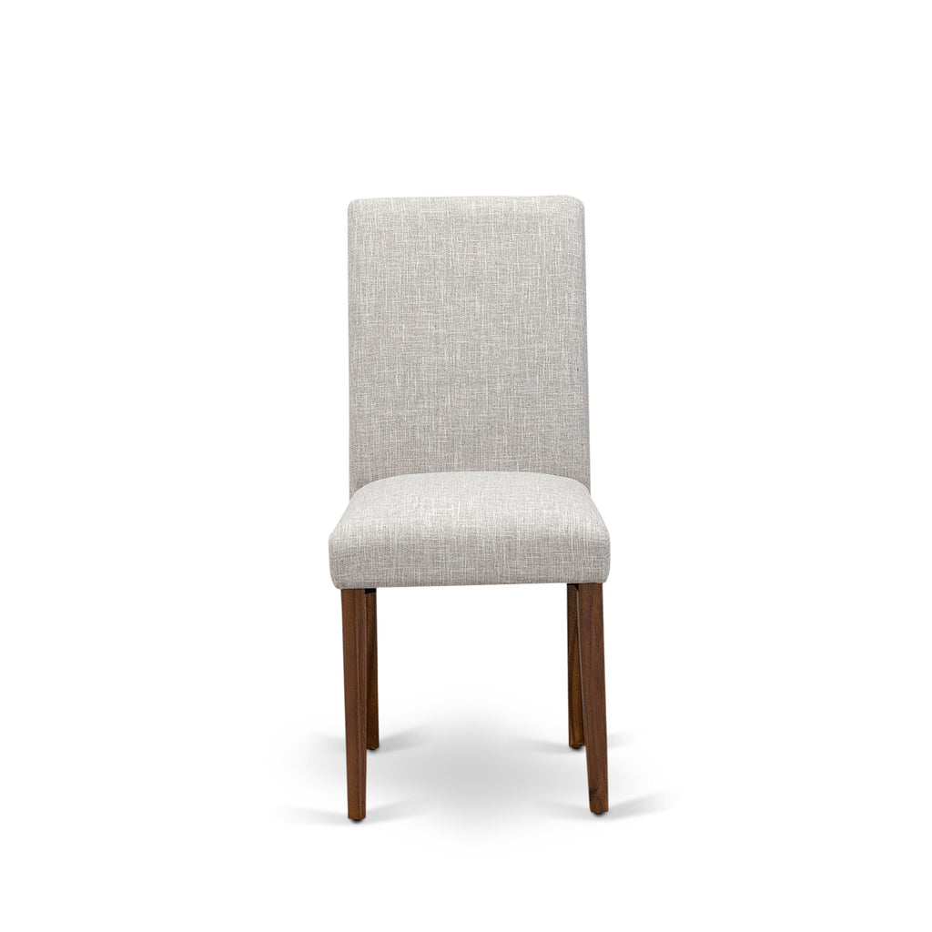 East West Furniture ABPNT35 Abbott Classic Parson Chairs - Doeskin Linen Fabric Padded Dining Chairs