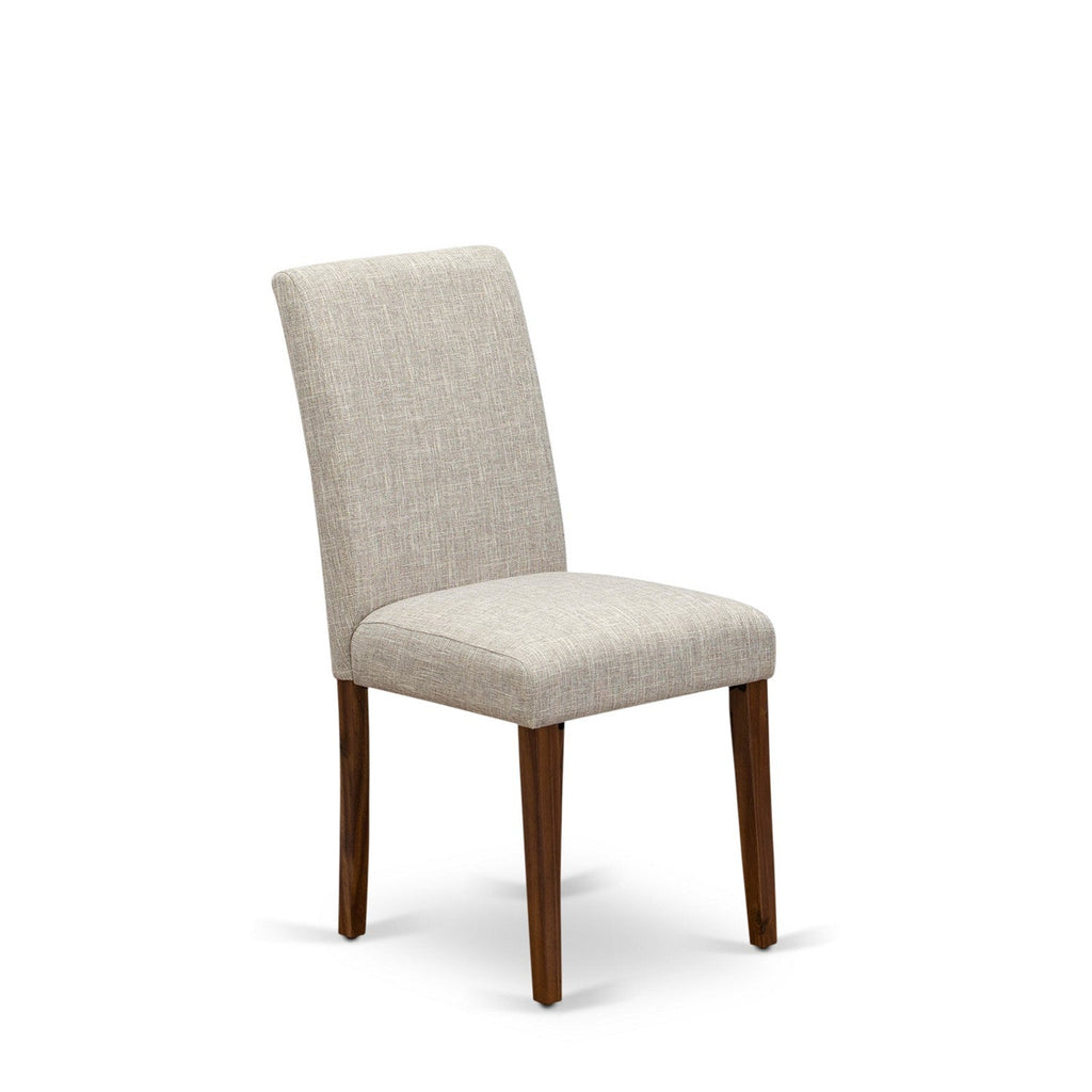 East West Furniture F3AB7-N35 7 Piece Dining Room Furniture Set Consist of a Round Dining Table with Pedestal and 6 Doeskin Linen Fabric Upholstered Chairs