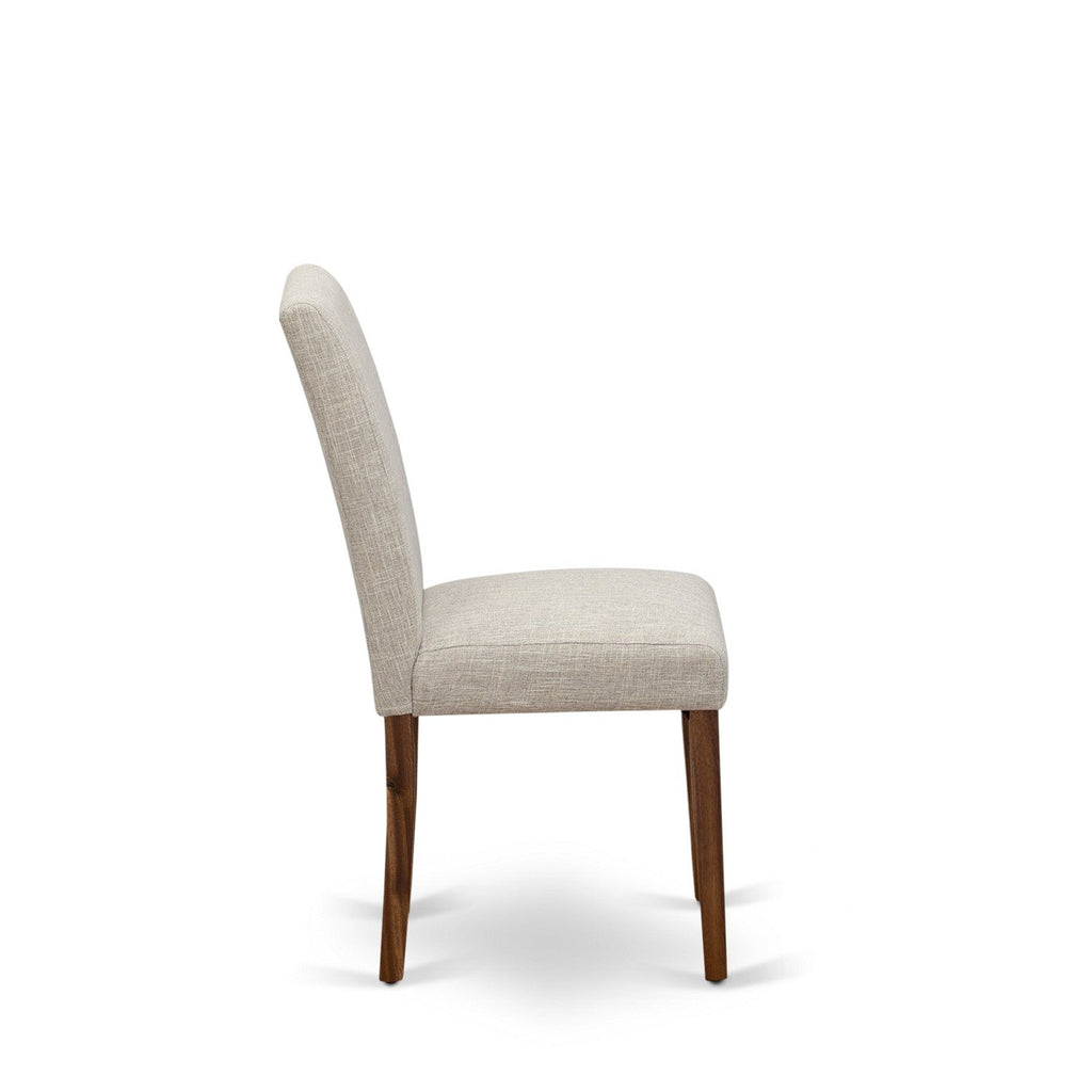 Juego de mesa de comedor de 7 piezas East West Furniture I2AB7-N35 compuesto por una mesa de comedor redonda con pedestal y 6 sillas tapizadas en tela de lino y piel de venado.