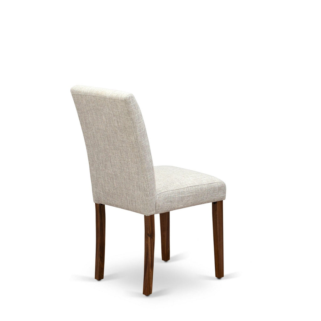 East West Furniture F3AB7-N35 7 Piece Dining Room Furniture Set Consist of a Round Dining Table with Pedestal and 6 Doeskin Linen Fabric Upholstered Chairs