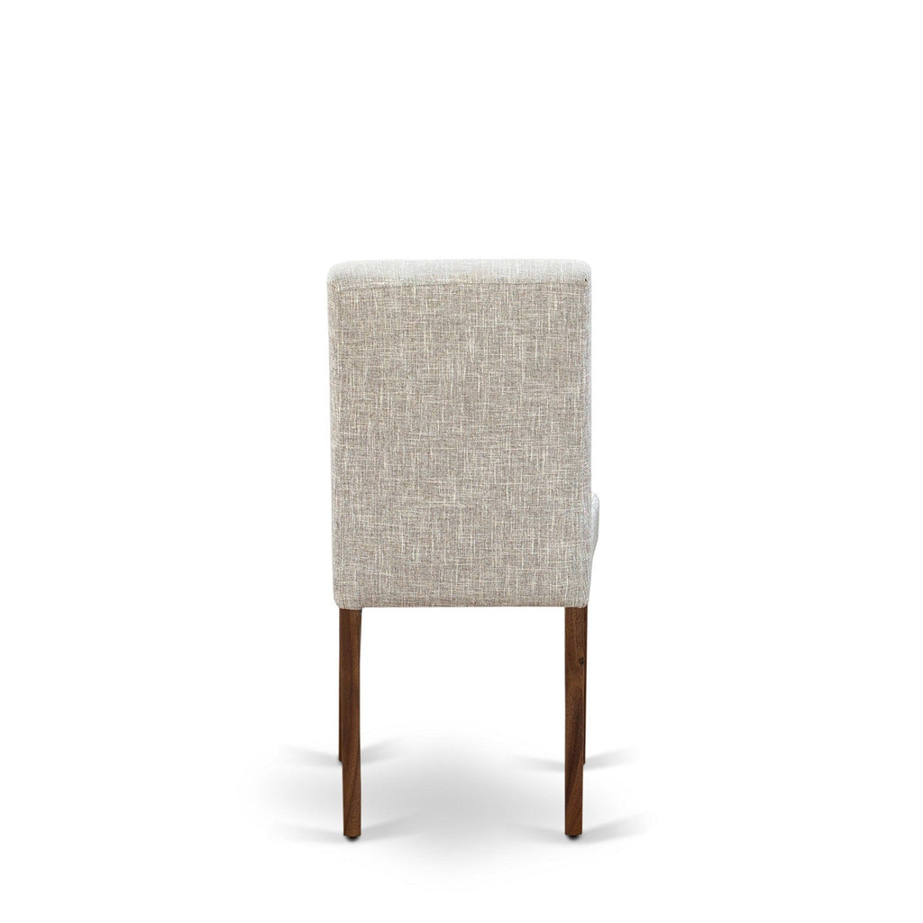 East West Furniture I3AB7-N35 7 Piece Dining Set Consist of a Round Dining Room Table with Pedestal and 6 Doeskin Linen Fabric Upholstered Parson Chairs