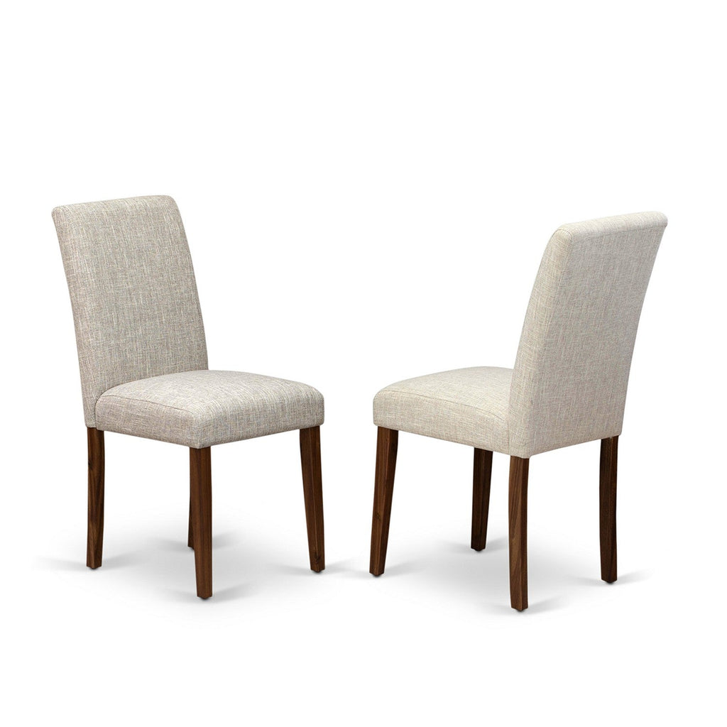 East West Furniture LMAB7-NN-35 7 Piece Kitchen Table Set Consist of a Rectangle Rustic Wood Dining Table and 6 Doeskin Linen Fabric Parson Dining Room Chairs