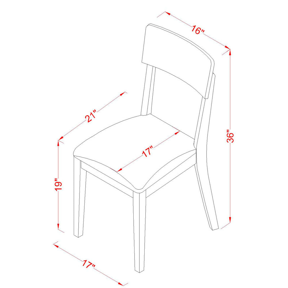 Juego de mesa de comedor de 7 piezas East West Furniture CAAD7-LWH-LC compuesto por una mesa rectangular de madera y 6 sillas de comedor de piel sintética.