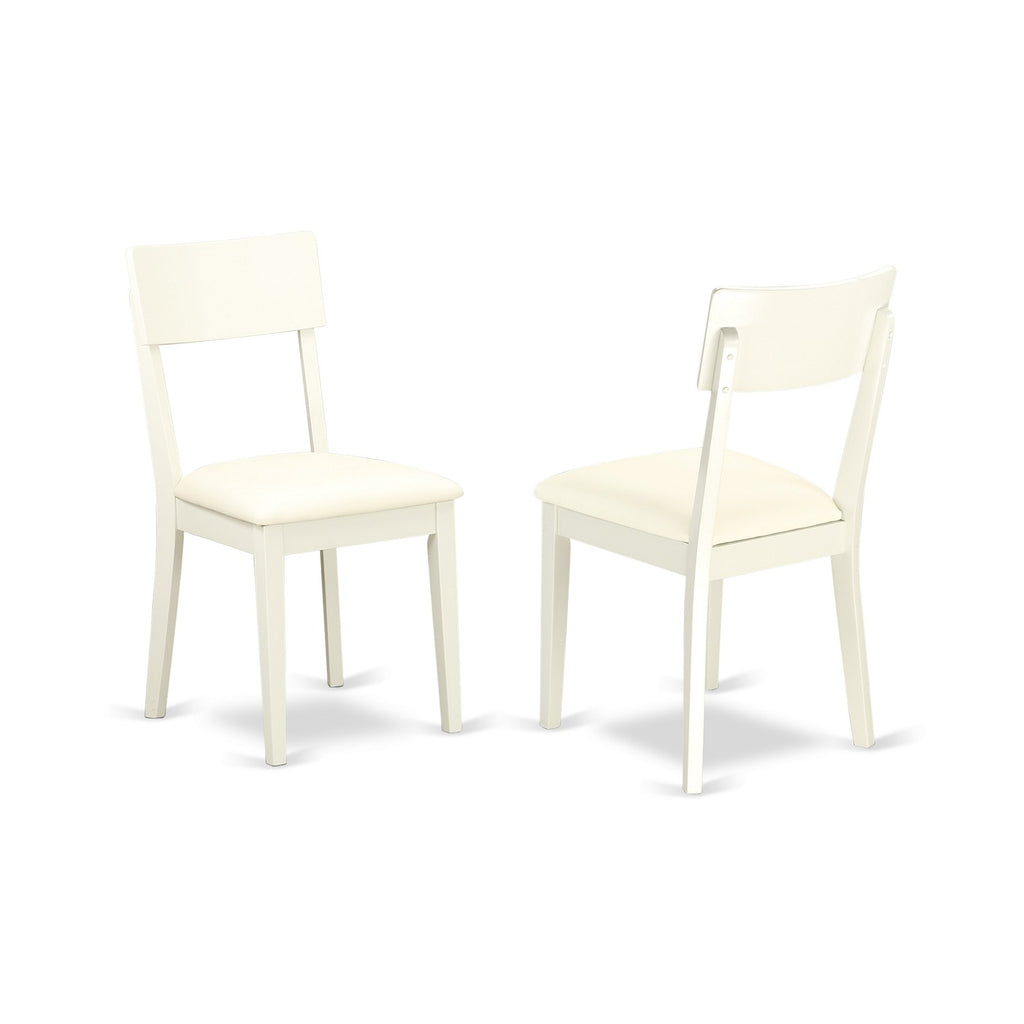 East West Furniture ADC-LWH-LC Andi Dining Chairs - Faux Leather Upholstered Dinette Chairs, Set of 2, Linen White