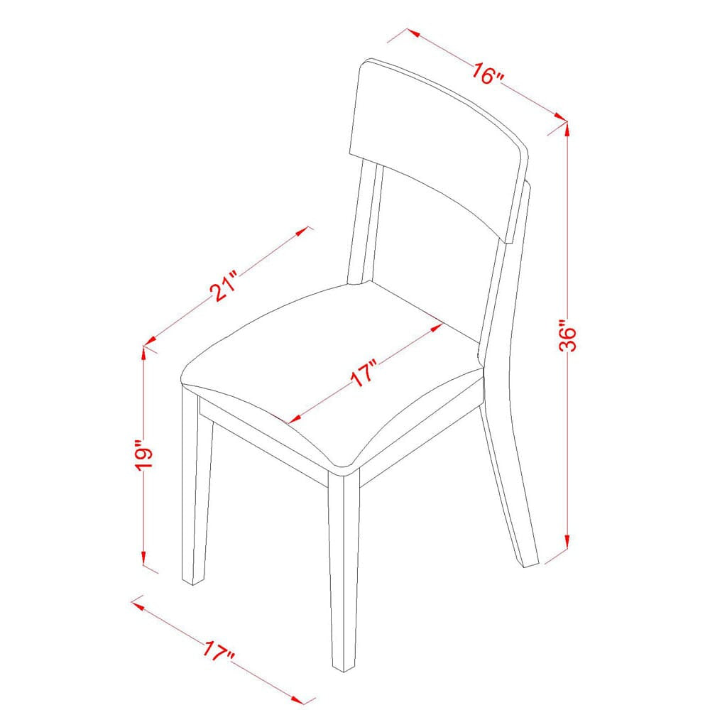 Juego de comedor de 3 piezas East West Furniture NDAD3-LWH-LC. Incluye una mesa de comedor rectangular con alas abatibles y dos sillas tapizadas en piel sintética.