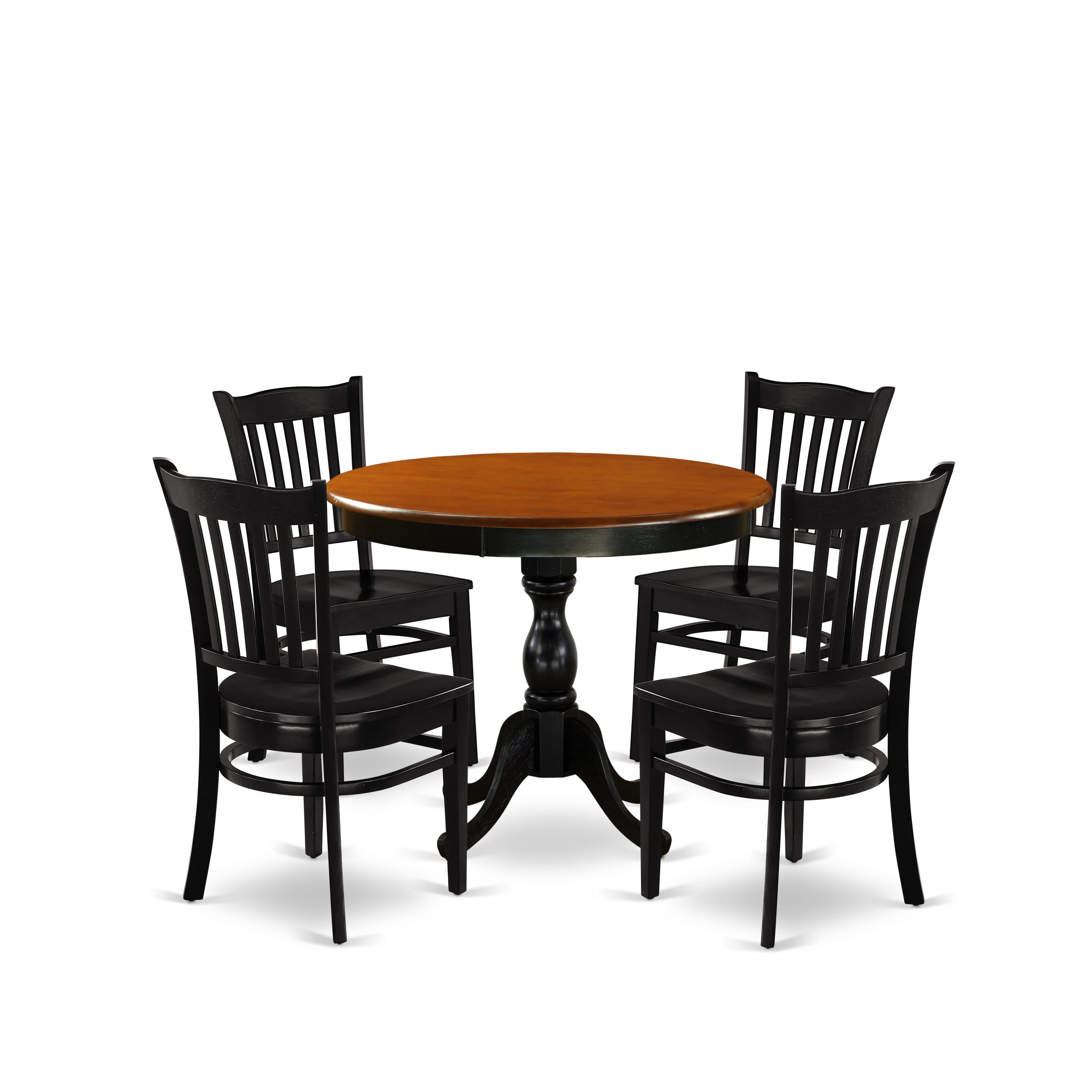 East West Furniture AMGR5-BCH-W 5-Piece Modern Dining Table Set Contains a Wooden Kitchen Table and 4 Kitchen Chairs with Slatted Back - Black Finish