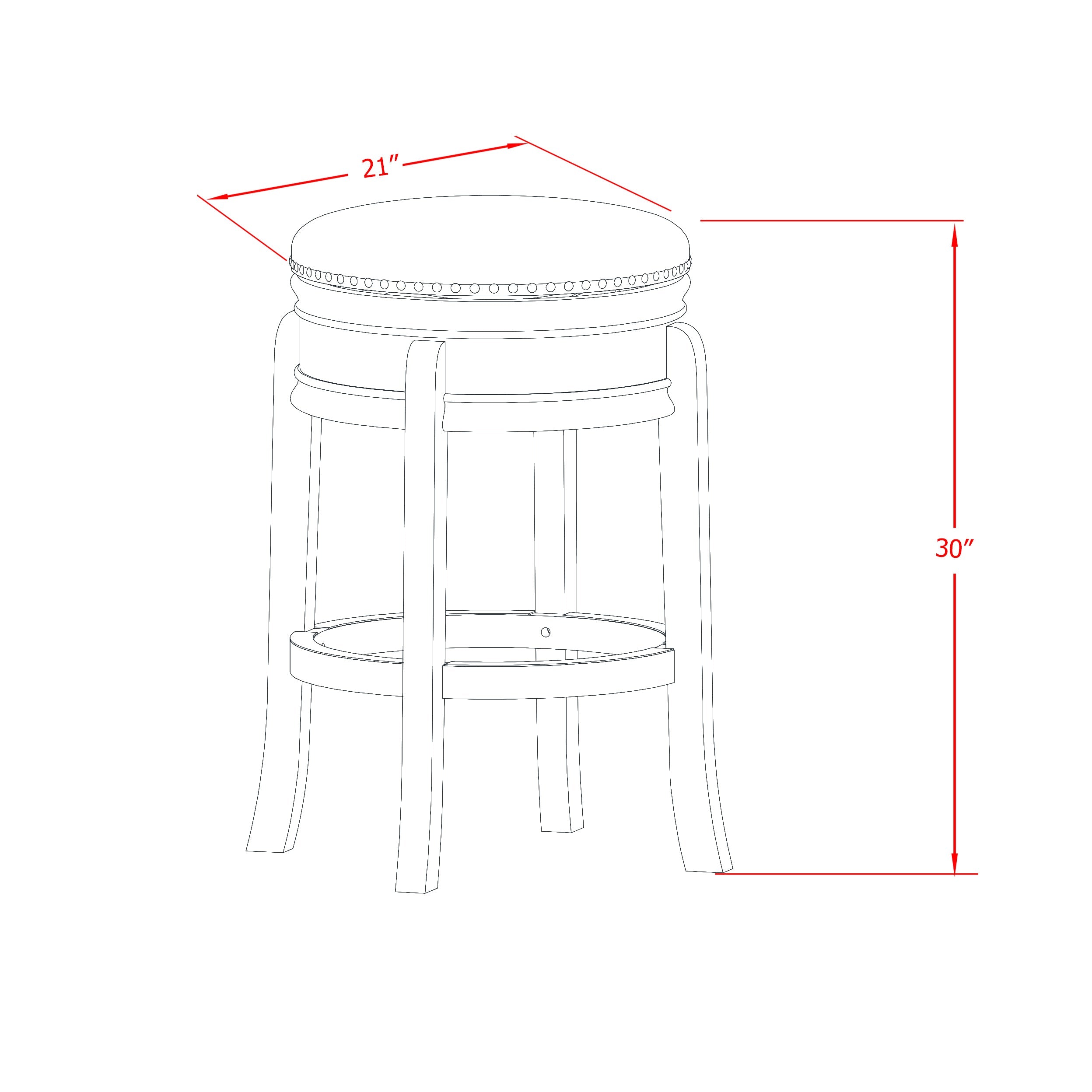 East West Furniture AMS030-202 Amazing Kitchen Bar Stool- Backless Counter Height Stool with Round Shape - Sandalwood PU leather Seat and 4 Solid Wood Curved Legs - Kitchen Stool in Linen White Finish