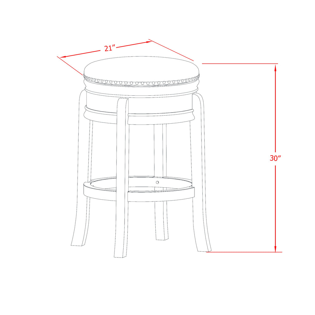 East West Furniture AMS030-202 Amherst Counter Height Bar Stool - Round Shape Sandalwood PU Leather Upholstered Backless Chairs