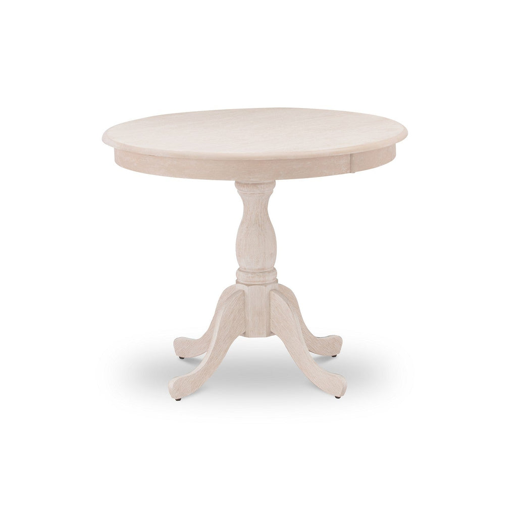 East West Furniture AMT-ABC-TP Antique Modern Kitchen Table - a Round Dining Table Top with Pedestal Base, 36x36 Inch, Butter Cream