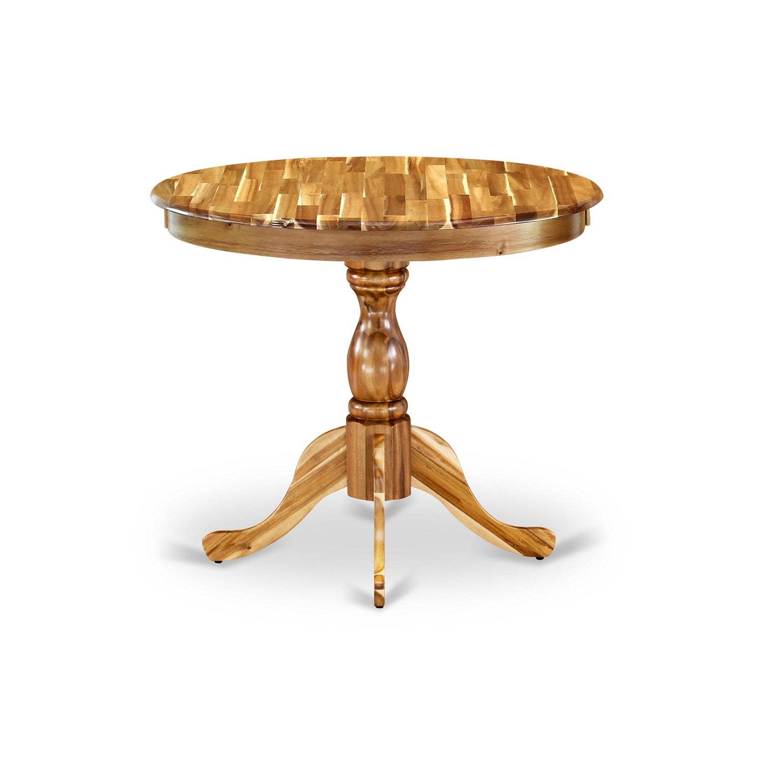 Mesa de comedor antigua East West Furniture AMT-ANA-TP: mesa de cocina redonda con base de pedestal