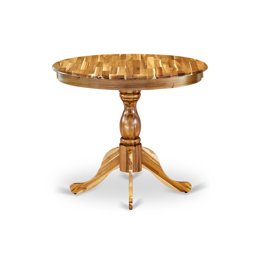 East West Furniture AMT-ANA-TP Antique Dining Room Table - a Round kitchen Table Top with Pedestal Base