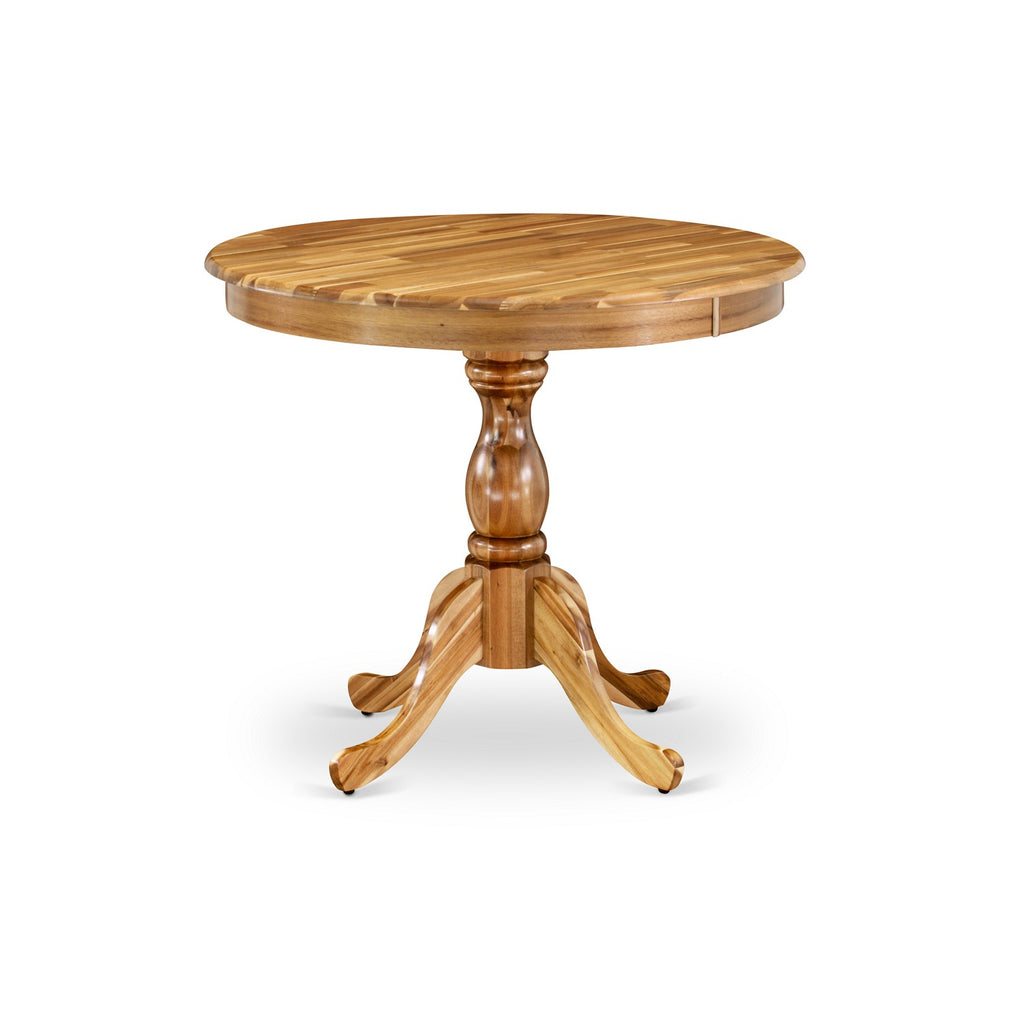 East West Furniture AMT-ANA-TP Antique Dining Room Table - a Round kitchen Table Top with Pedestal Base
