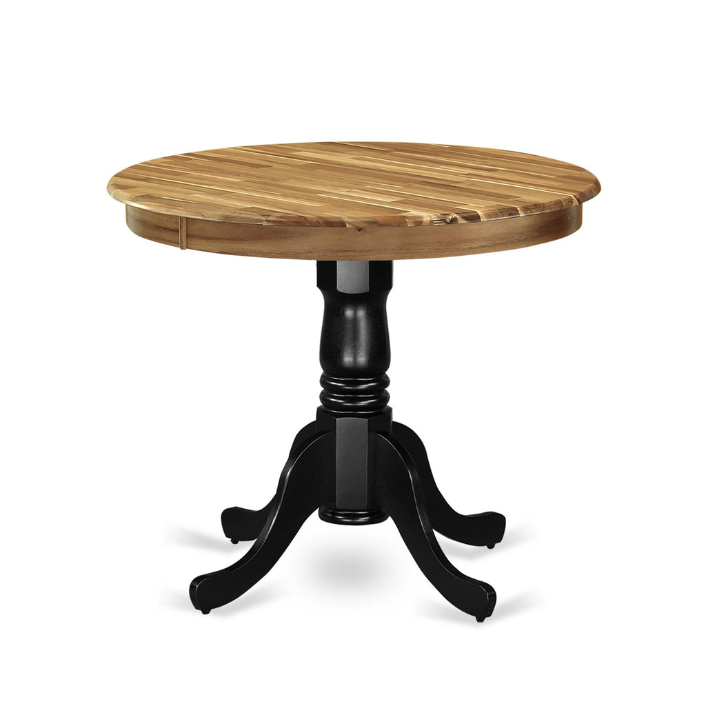 Mesa de comedor antigua de mediados de siglo AMT-NBK-TP de East West Furniture: tablero redondo con base de pedestal