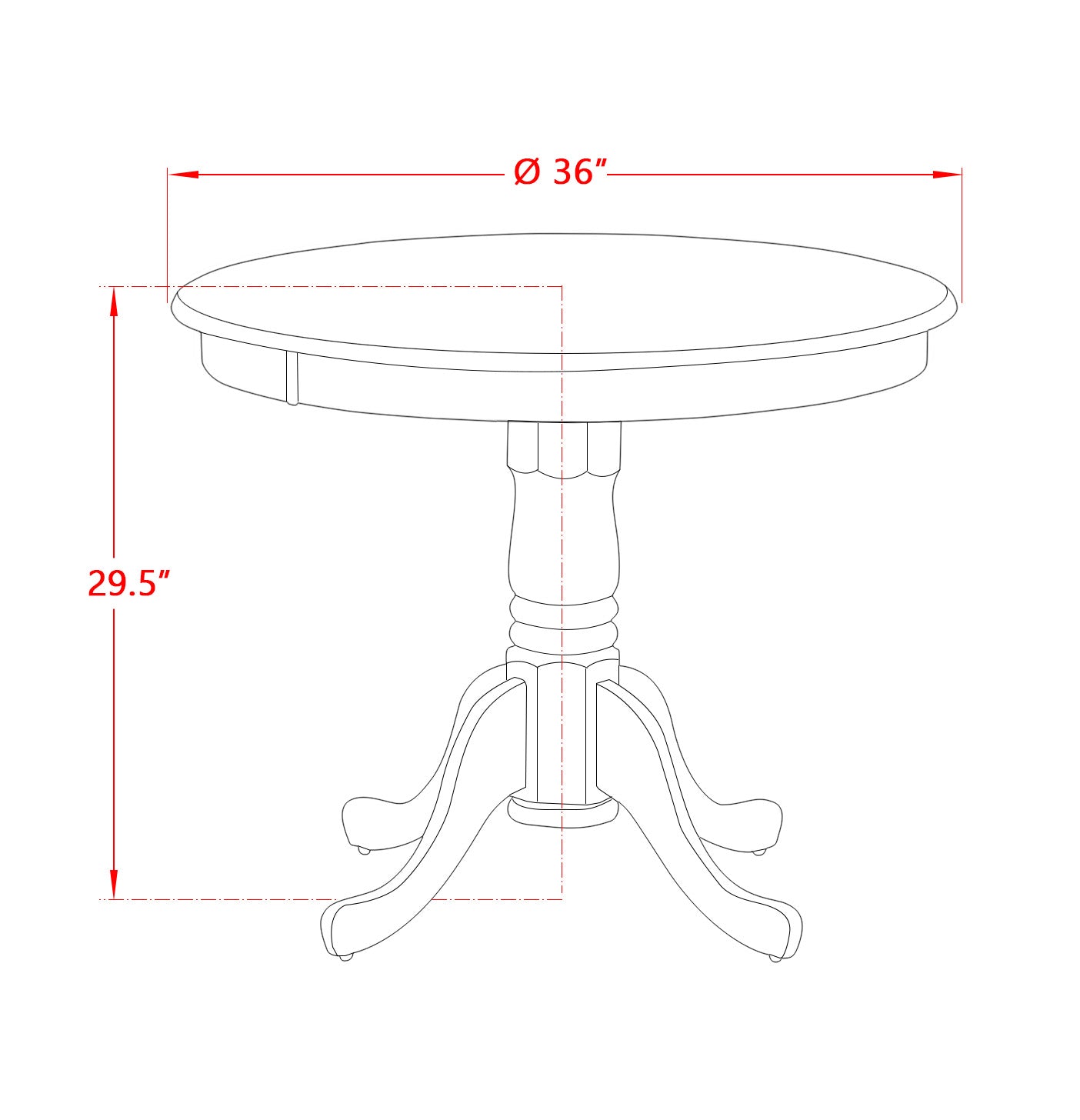 East West Furniture Round Wood Table Oak Color Table Top Surface and Asian Wood Table Pedestal Legs -Oak Finish