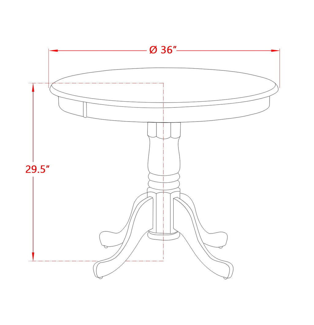 East West Furniture AMDL5-OAK-W 5 Piece Dinette Set for 4 Includes a Round Kitchen Table with Pedestal and 4 Dining Chairs