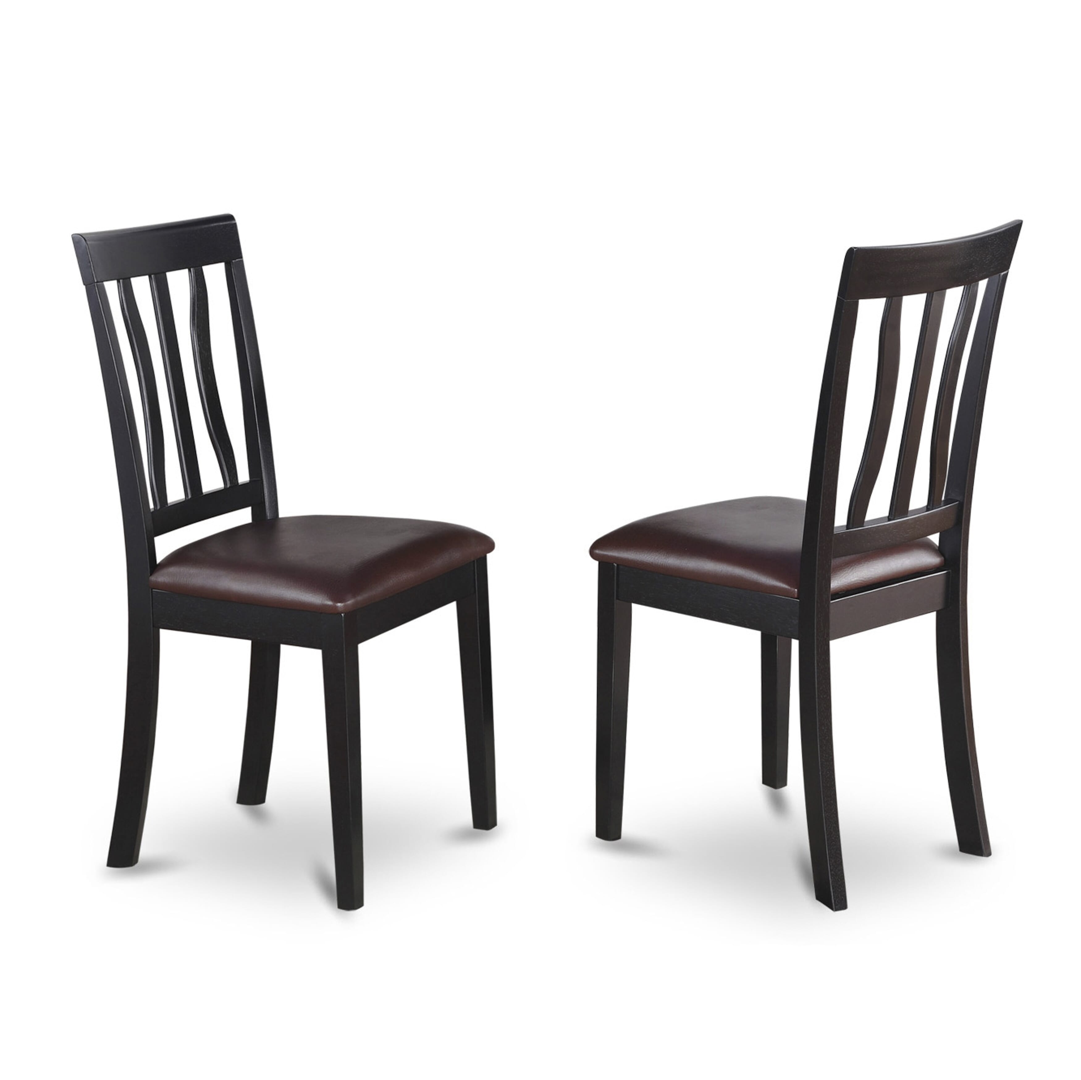 East West Furniture AMAN5-BCH-LC 5-Piece Dining Table Set Consists of a Dining Table and 4 faux Leather Kitchen Chairs with Slatted Back - Black Finish