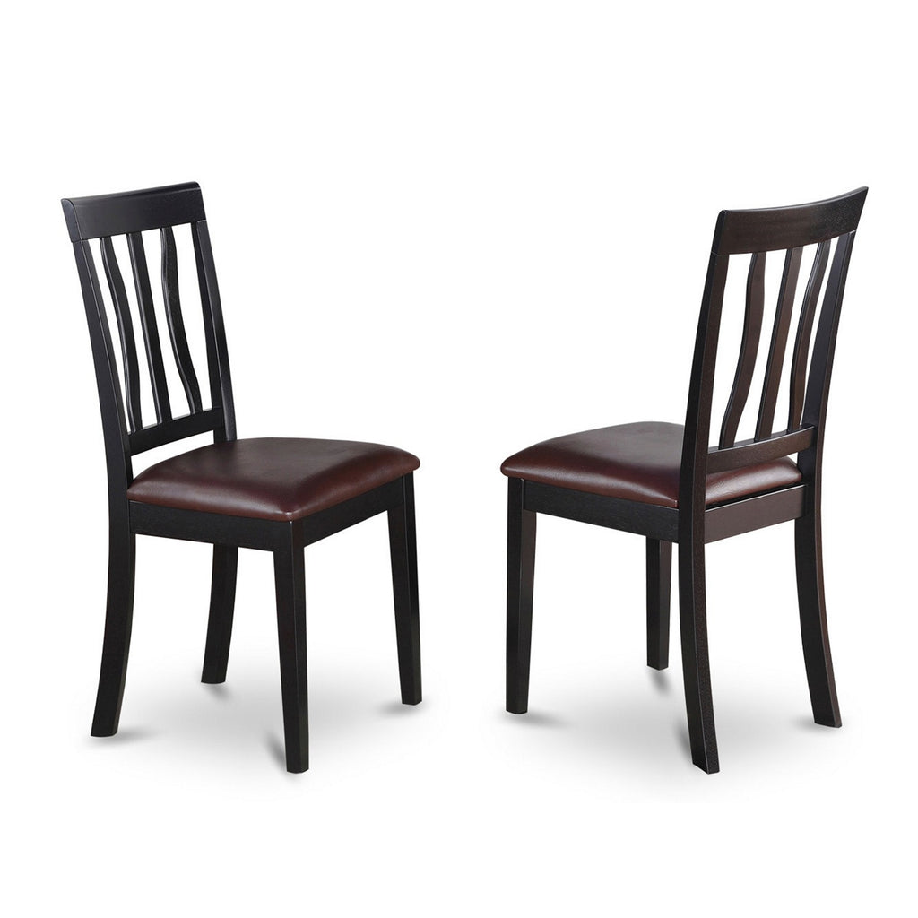 East West Furniture DLAN3-BLK-LC 3 Piece Dinette Set for Small Spaces Contains a Round Dining Table with Dropleaf and 2 Faux Leather Upholstered Dining Chairs, 42x42 Inch, Black