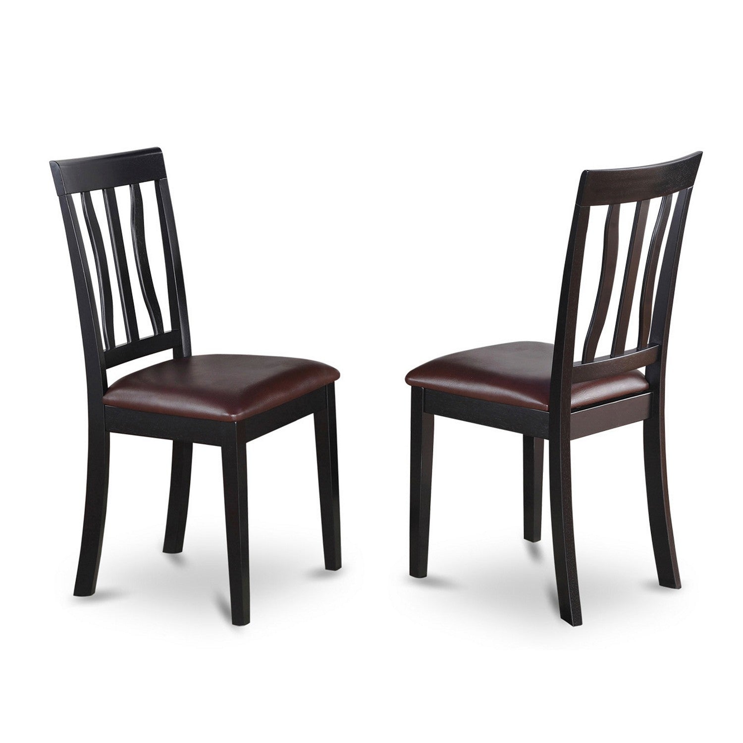 WEAN5-BCH-LC 5 Pc Dinette set with a Dining Table and 4 Leather Dining Chairs in Black
