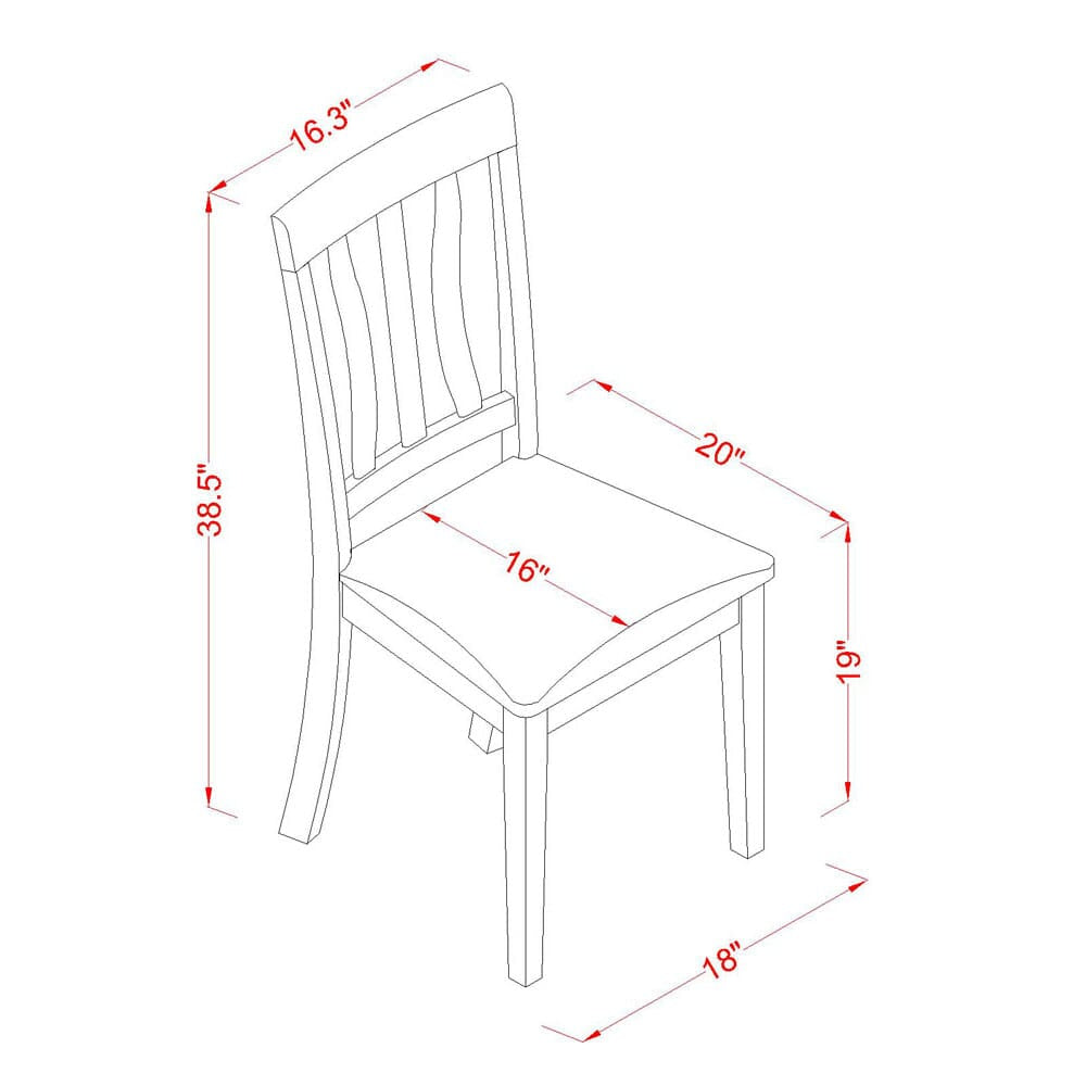 Juego de mesa de cocina de 5 piezas para 4 personas East West Furniture CAAN5-CAP-LC. Incluye una mesa de comedor rectangular y 4 sillas de comedor de piel sintética.