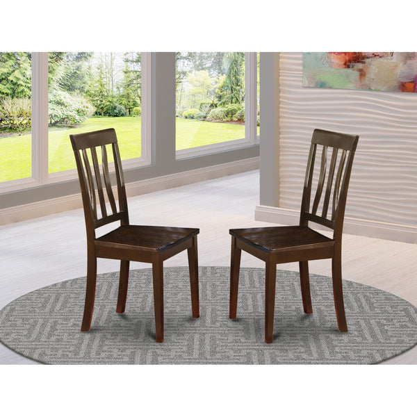 ANC-CAP-W Antique Kitchen Chair Wood Seat with Cappuccino Finish