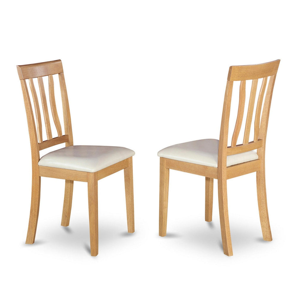 East West Furniture MZAN3-OAK-LC 3 Piece Kitchen Table & Chairs Set Contains a Rectangle Dining Table with Dropleaf and 2 Faux Leather Dining Room Chairs