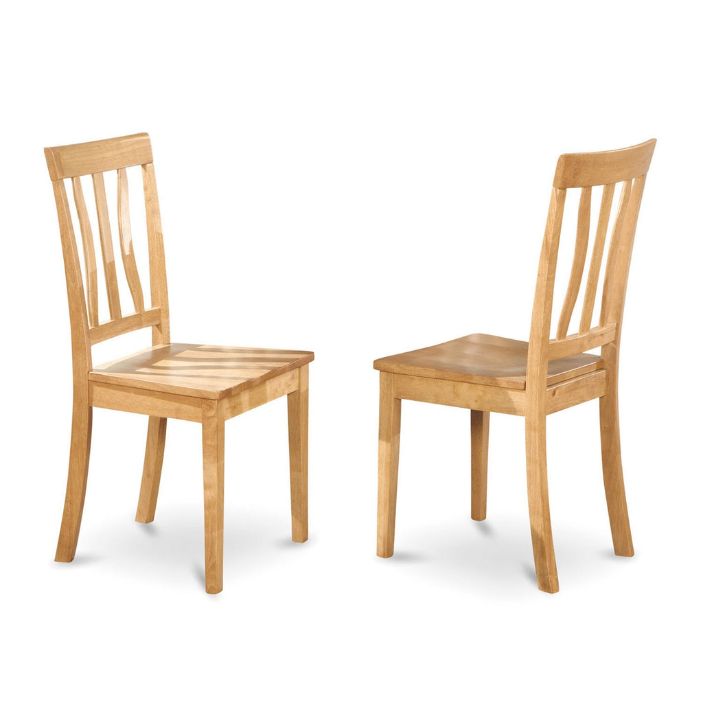 East West Furniture DLAN3-OAK-W 3 Piece Dinette Set for Small Spaces Contains a Round Dining Table with Dropleaf and 2 Dining Room Chairs