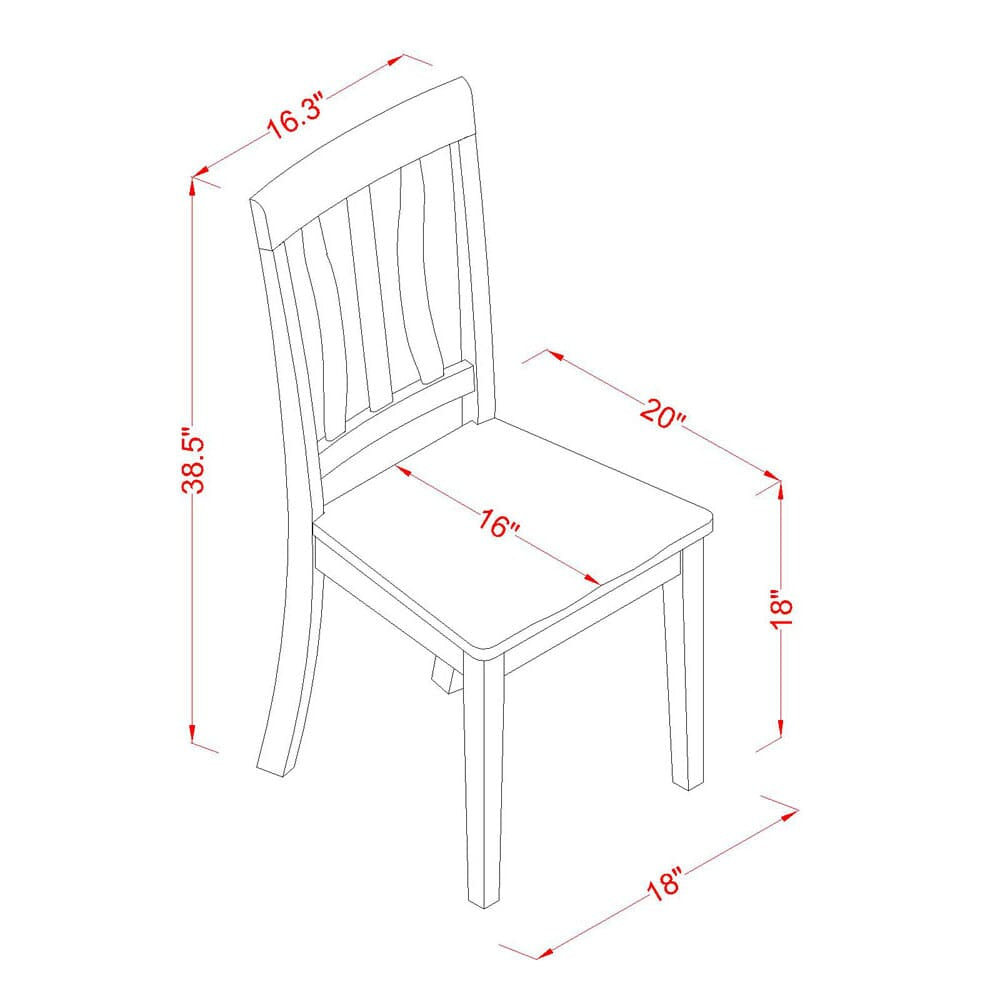 Juego de comedor de 3 piezas East West Furniture NDAN3-WHI-W para espacios pequeños. Contiene una mesa de comedor rectangular con alas abatibles y 2 sillas de comedor.