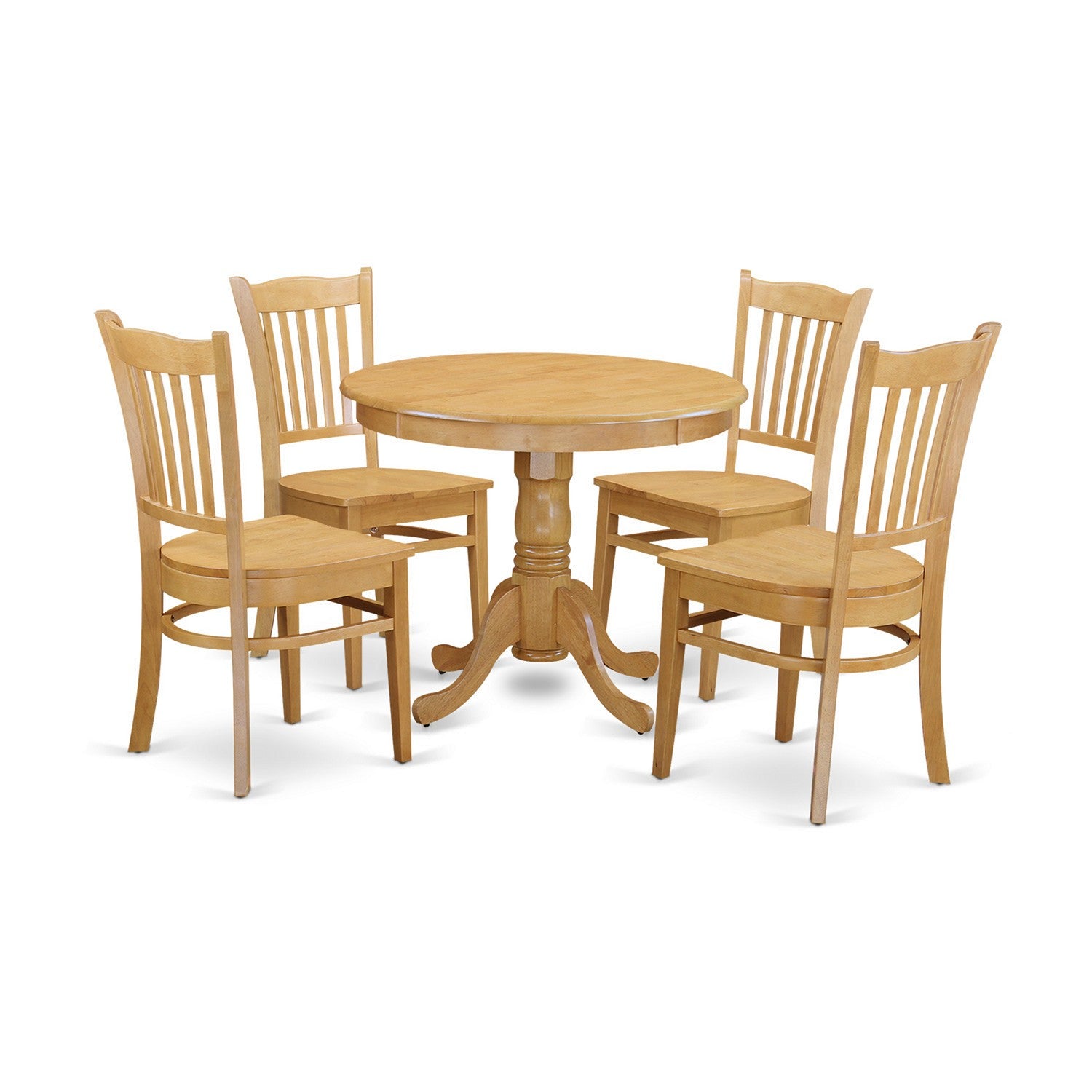 ANGR5-OAK-W 5 Pc Small Kitchen Table set - Kitchen Table and 4 Dining Chairs