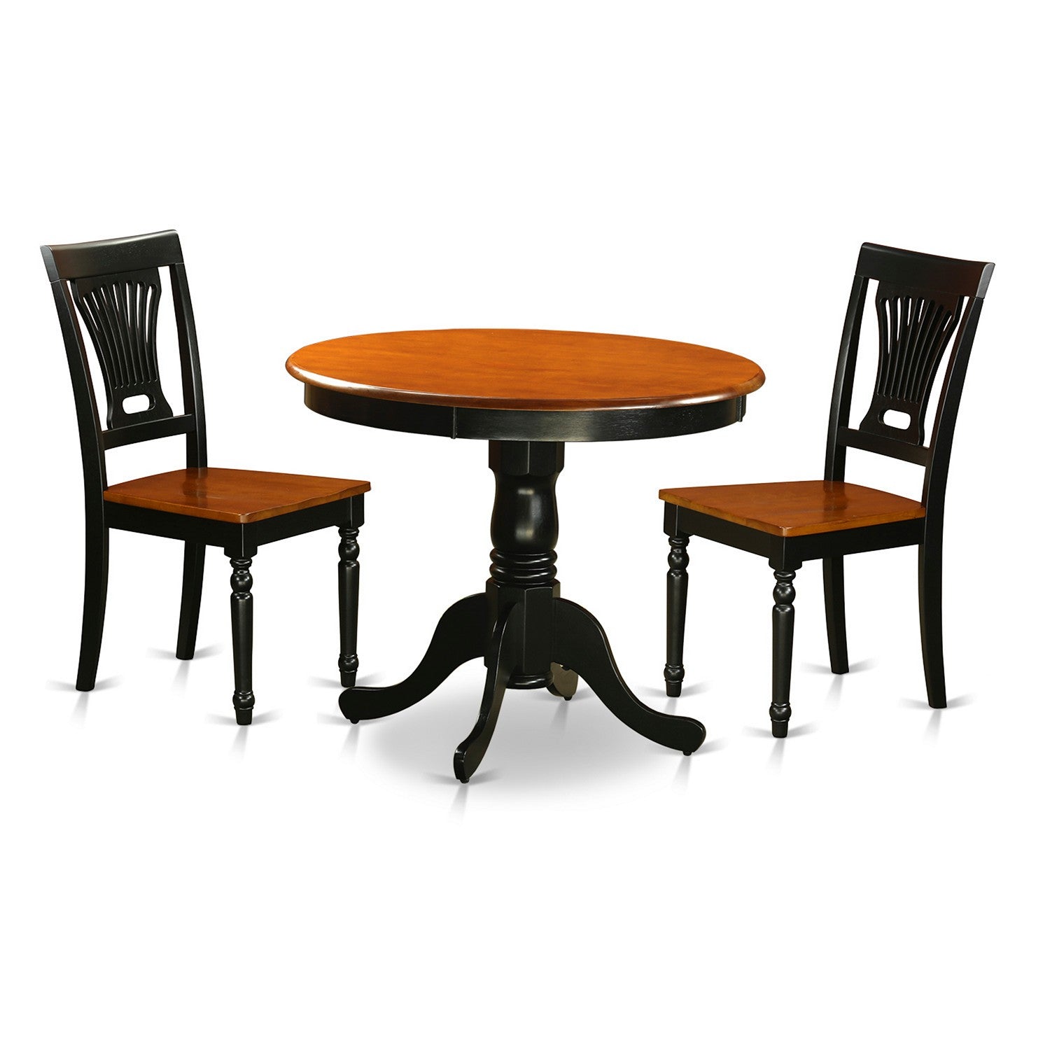 ANPL3-BLK-W Dining set - 3 Pcs with 2 Wooden Chairs