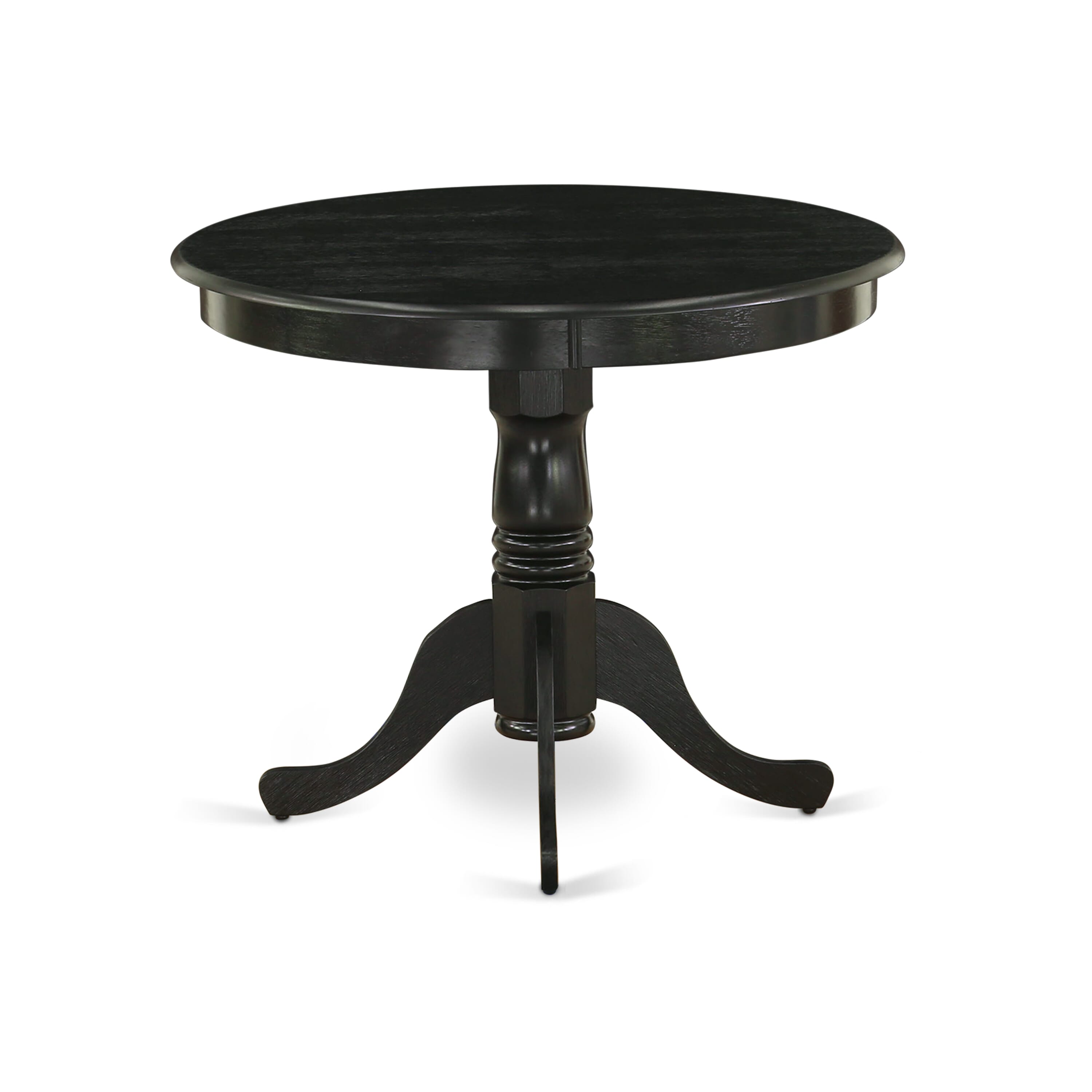 East West Furniture AMAB3-ABK-24 3 Piece DINETTE SET Contains 1 Wooden Dining Table and 2 Black Linen Fabric Dinning Chairs with High Back � Wire Brushed Black Finish