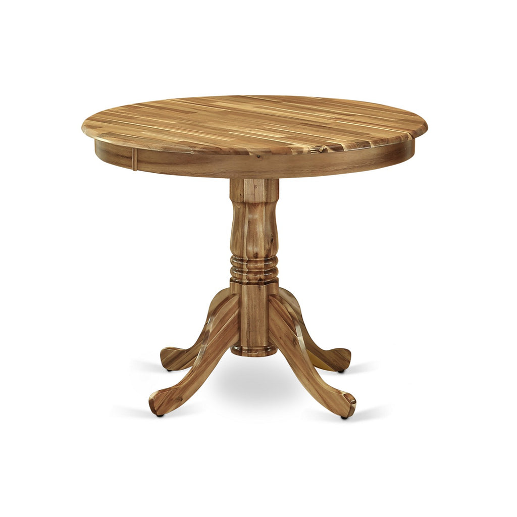 East West Furniture ANT-ANA-TP Antique Dining Room Table - a Round kitchen Table Top with Pedestal Base, 36x36 Inch, Natural