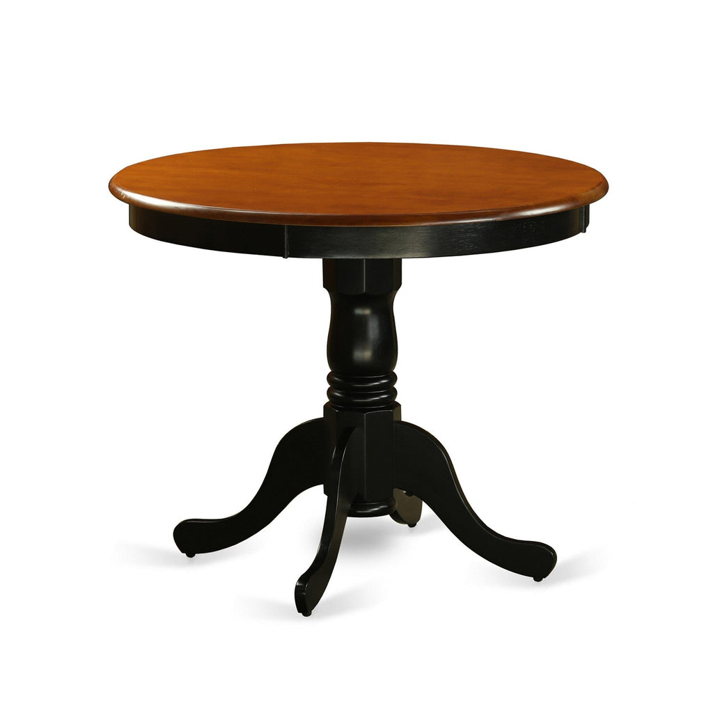 Juego de comedor de 5 piezas East West Furniture ANDL5-BLK-W Incluye una mesa de cocina redonda con pedestal y 4 sillas de comedor