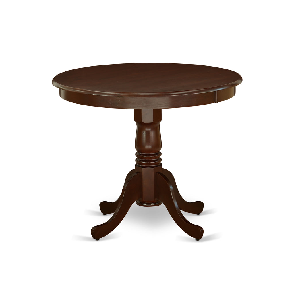 East West Furniture ANT-MAH-TP Antique Dining Room Table - a Round kitchen Table Top with Pedestal Base, 36x36 Inch, Mahogany